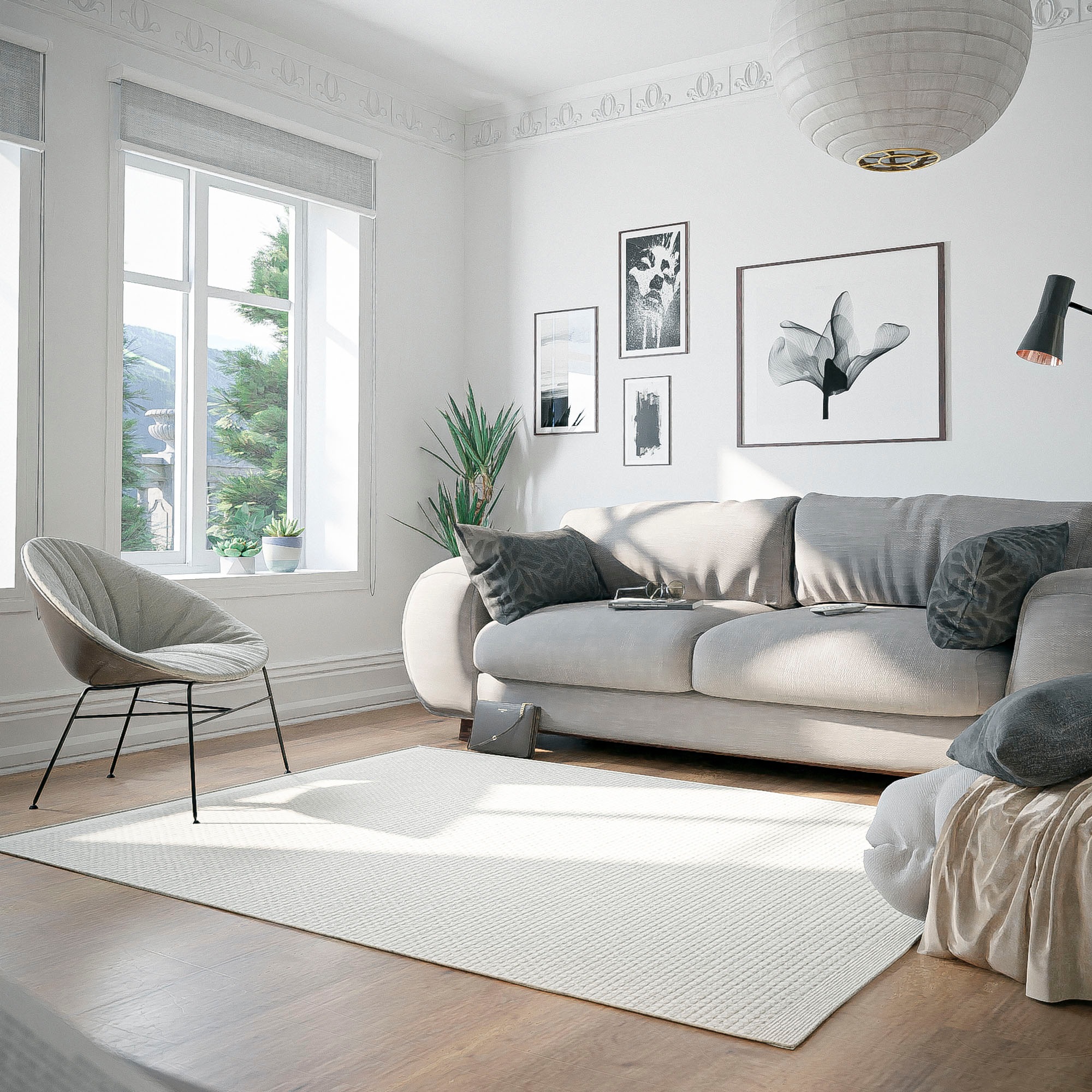 Image of GOODproduct Wollteppich "Woolscape 1" rechteckig 10 mm Höhe Wendeteppich, handgewebte Qualität, Uni, 90% Wolle, Wohnzimmer