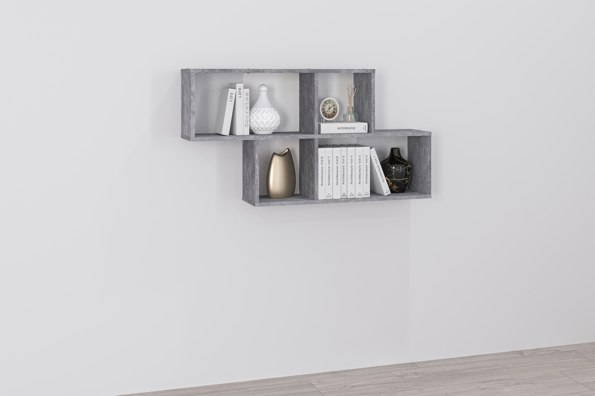 FMD Wandregal »Nora«, Regal kompakt für Bücher und Accessoires, 100 cm breit, 53 cm hoch