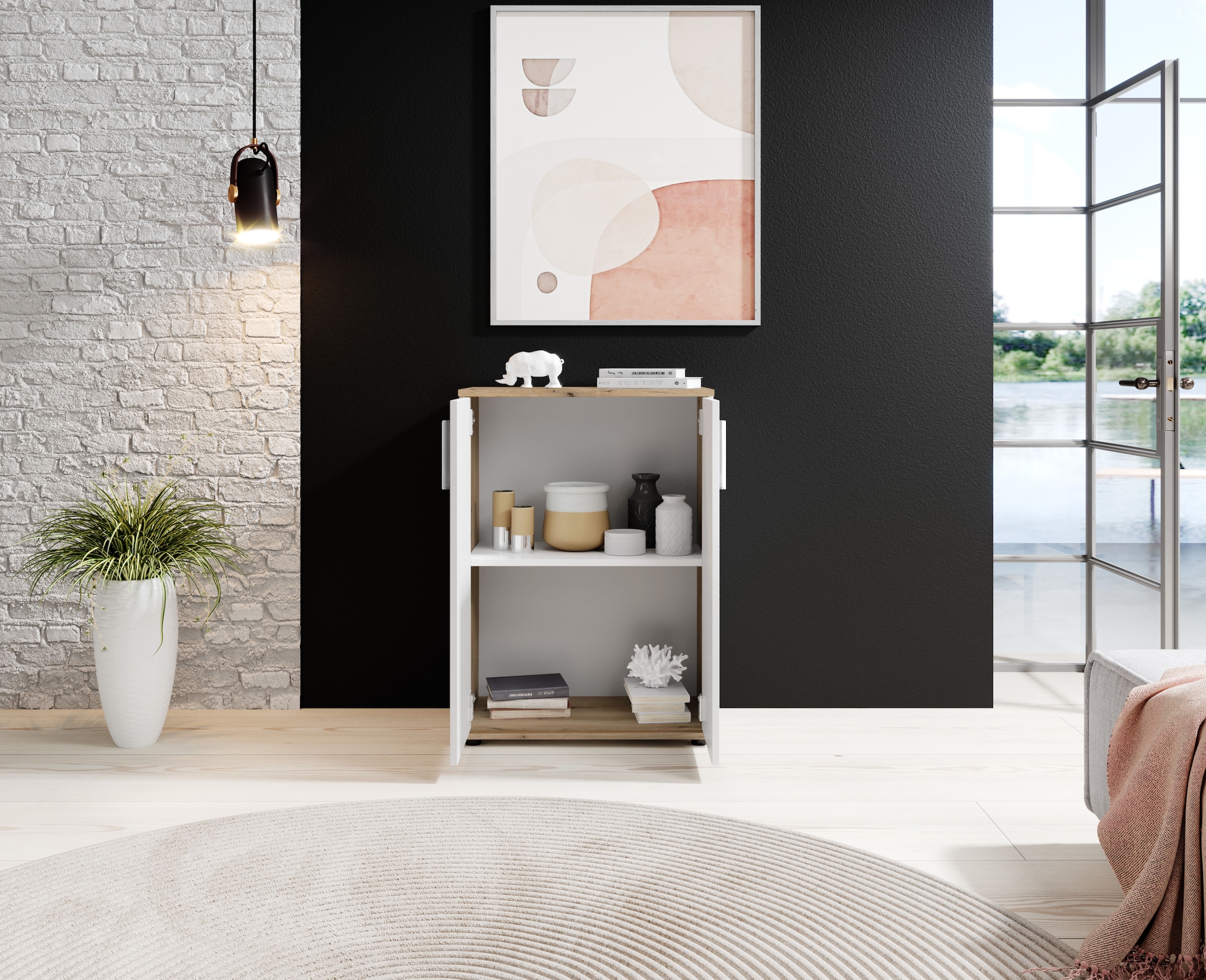 HBZ Kommode »BC-Drift-2, Mehrzweckschrank Stellmass BxHxT 60x84x35 cm« 1 Stk. tlg. Schrank mit 2 Türen und 1 Einlegeboden