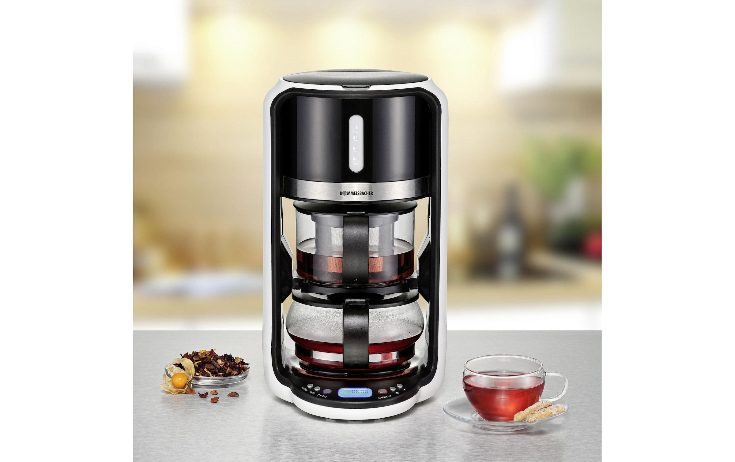 Rommelsbacher Wasser-/Teekocher »»TA 1200 Schwarz««, 1200 W, Lieferung mit passendem CH-Fixadapter