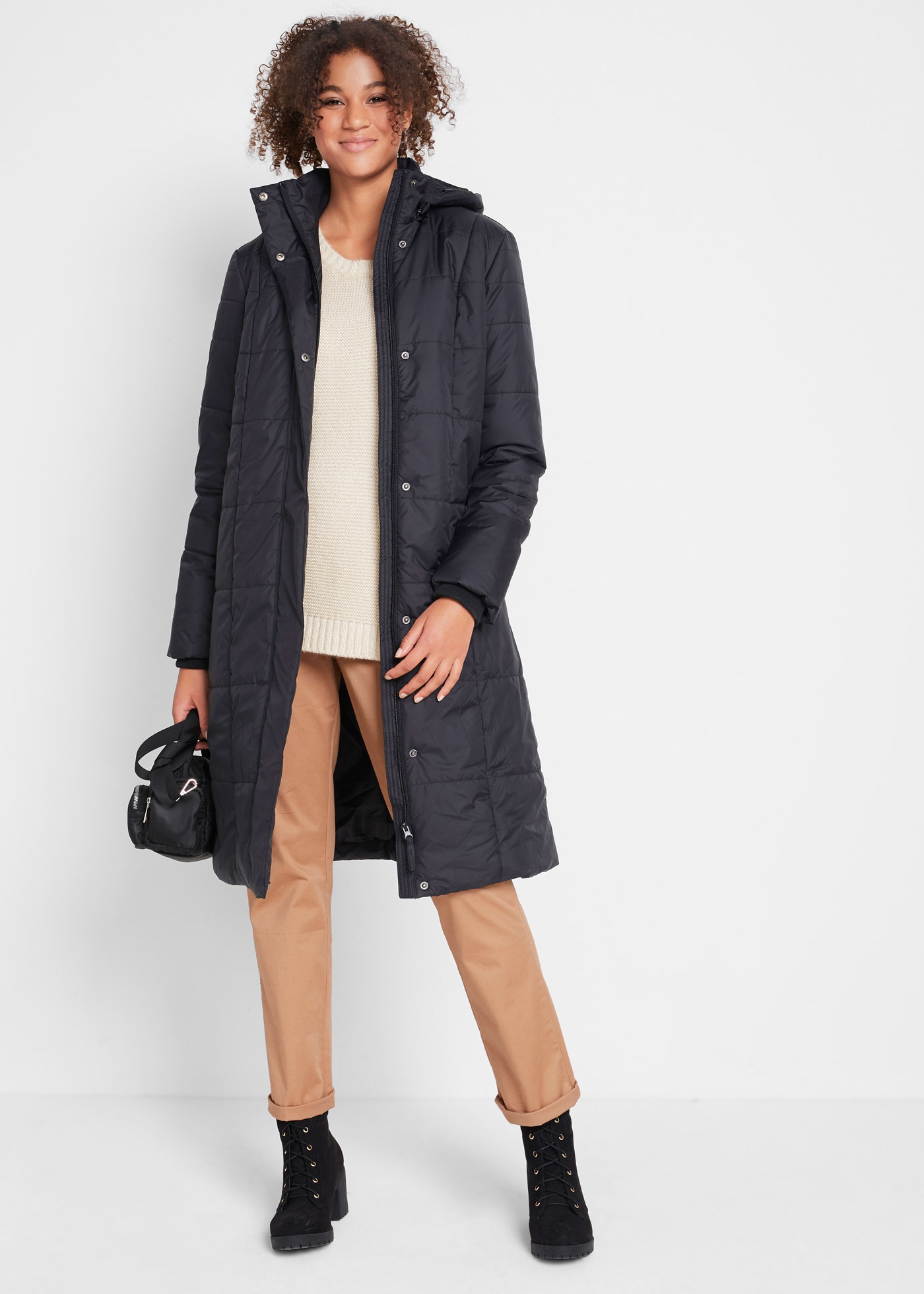 bonprix Steppmantel »Steppmantel mit abnehmbarer Kapuze« Steppmantel mit abnehmbarer Kapuze