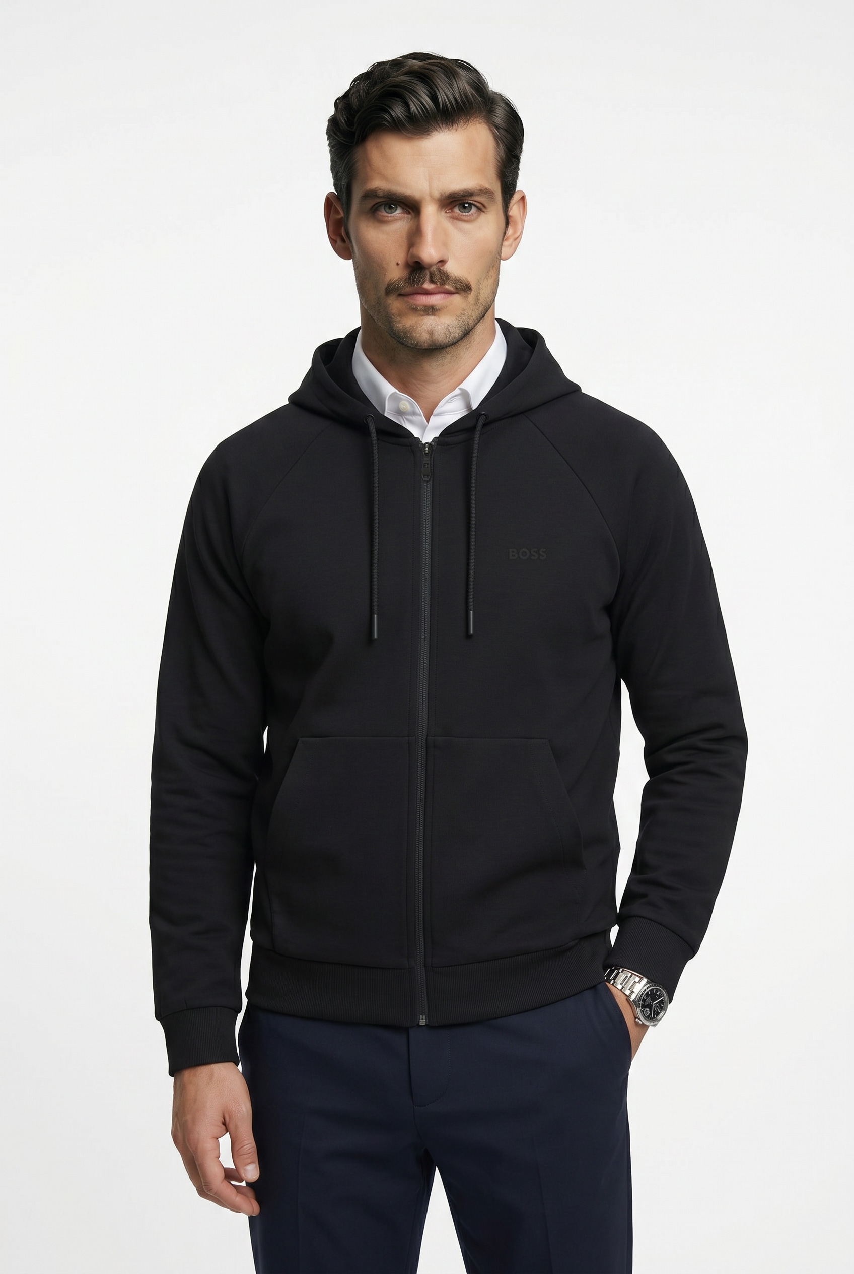 BOSS GREEN Sweat à capuche »Saggy« Regular Fit, poche kangourou, mélange de coton