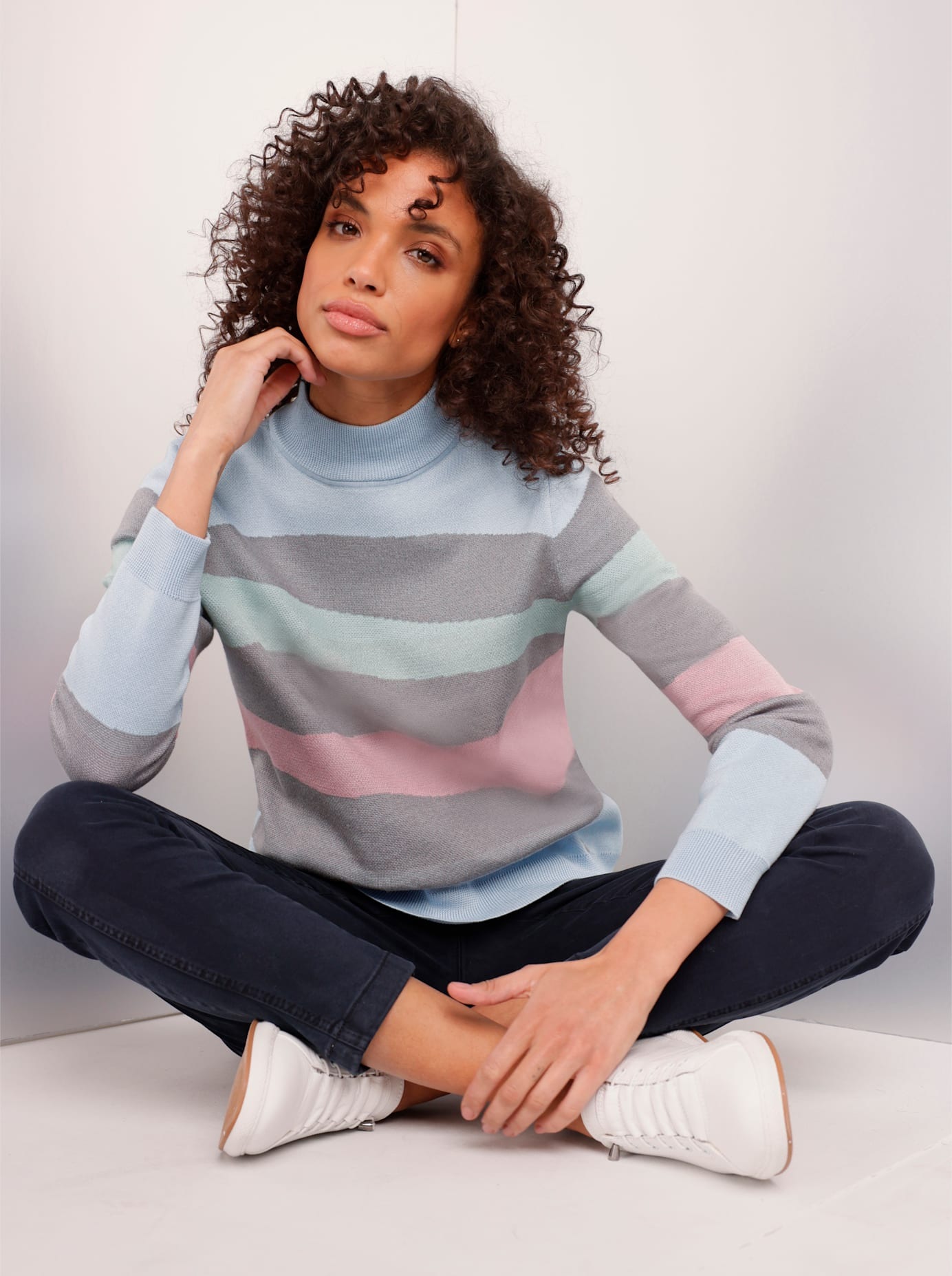 Image of CREATION L PREMIUM Jacquardpullover "Baumwoll-Pullover"