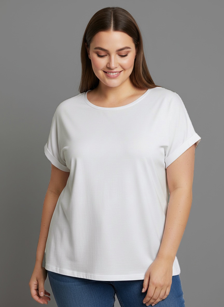 Laura Scott CURVE T-shirt 2 cuis im 2er Pack mit modischem Ärmelaufschlag - GROSSE GRÖSSEN