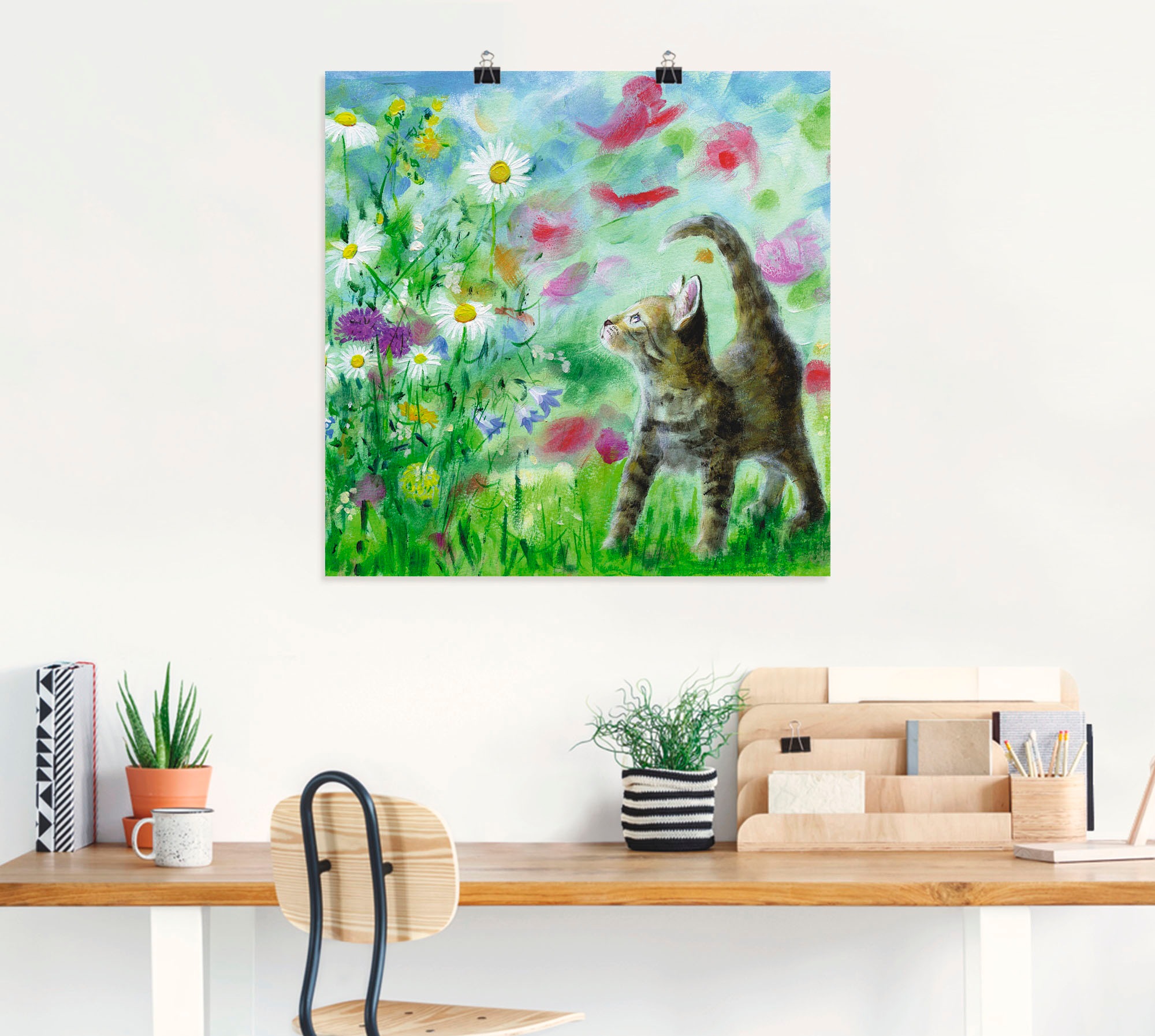 Artland Wandbild "Sommerwiese mit Kätzchen" Haustiere 1 Stk. tlg. als Leinwandbild, Poster in verschied. Größen