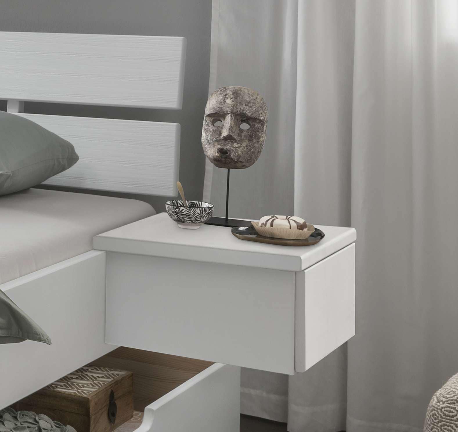 Image of Home affaire Nachttisch "Progress Bettablage Rechts, Hängeschrank, Nachtkonsole," mit Schubkasten, Hängend, FSC Zertifiziertes Kiefer Massivholz