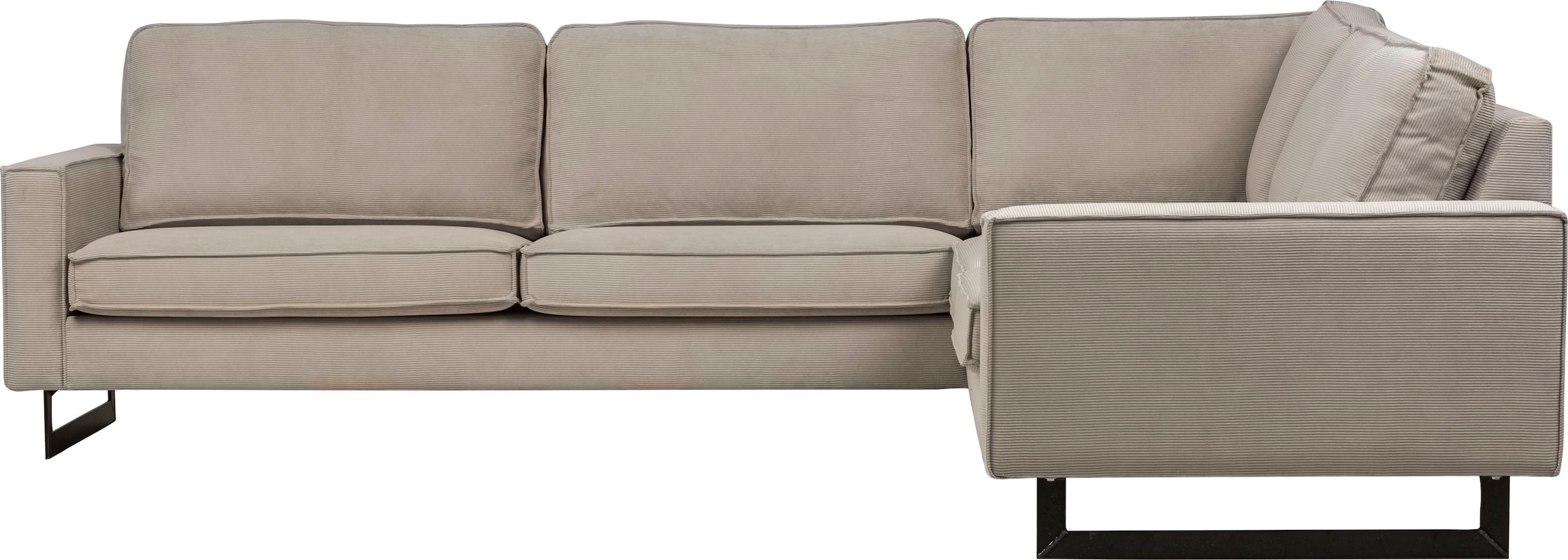 Home affaire Canapé d'angle »Pinto, XXL, 250/290 cm, langer Schenkel, Ottomane« Cord, Chenille, Lederoptik, mit Keder, Metallfüsse, Wellenunterfederung