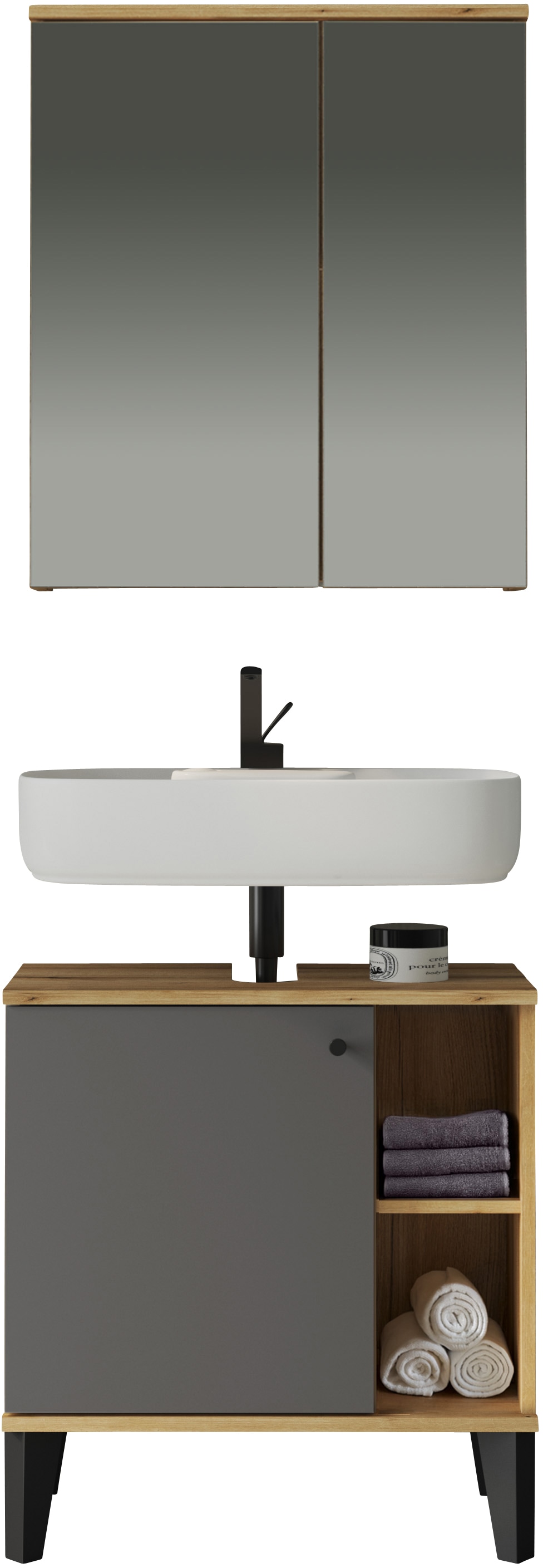 INOSIGN Badmöbel-Set »OSLO, Bad im skandinavischen Design, 2-teiliges Badezimmer« Set, 2 Stk. tlg.