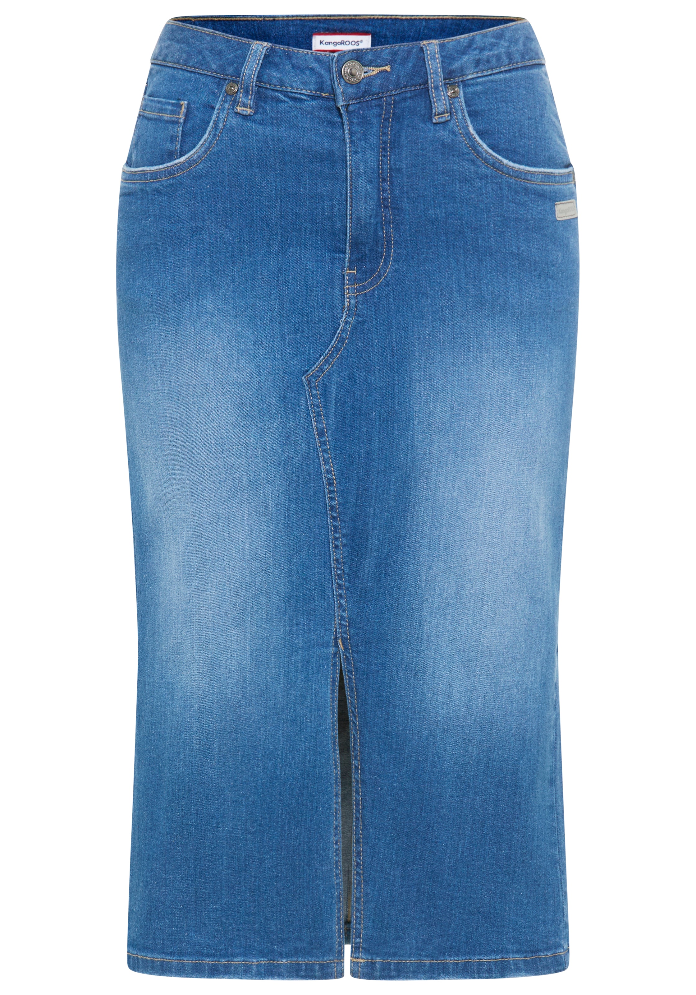 KangaROOS Jeansrock in Midilänge mit Schlitz