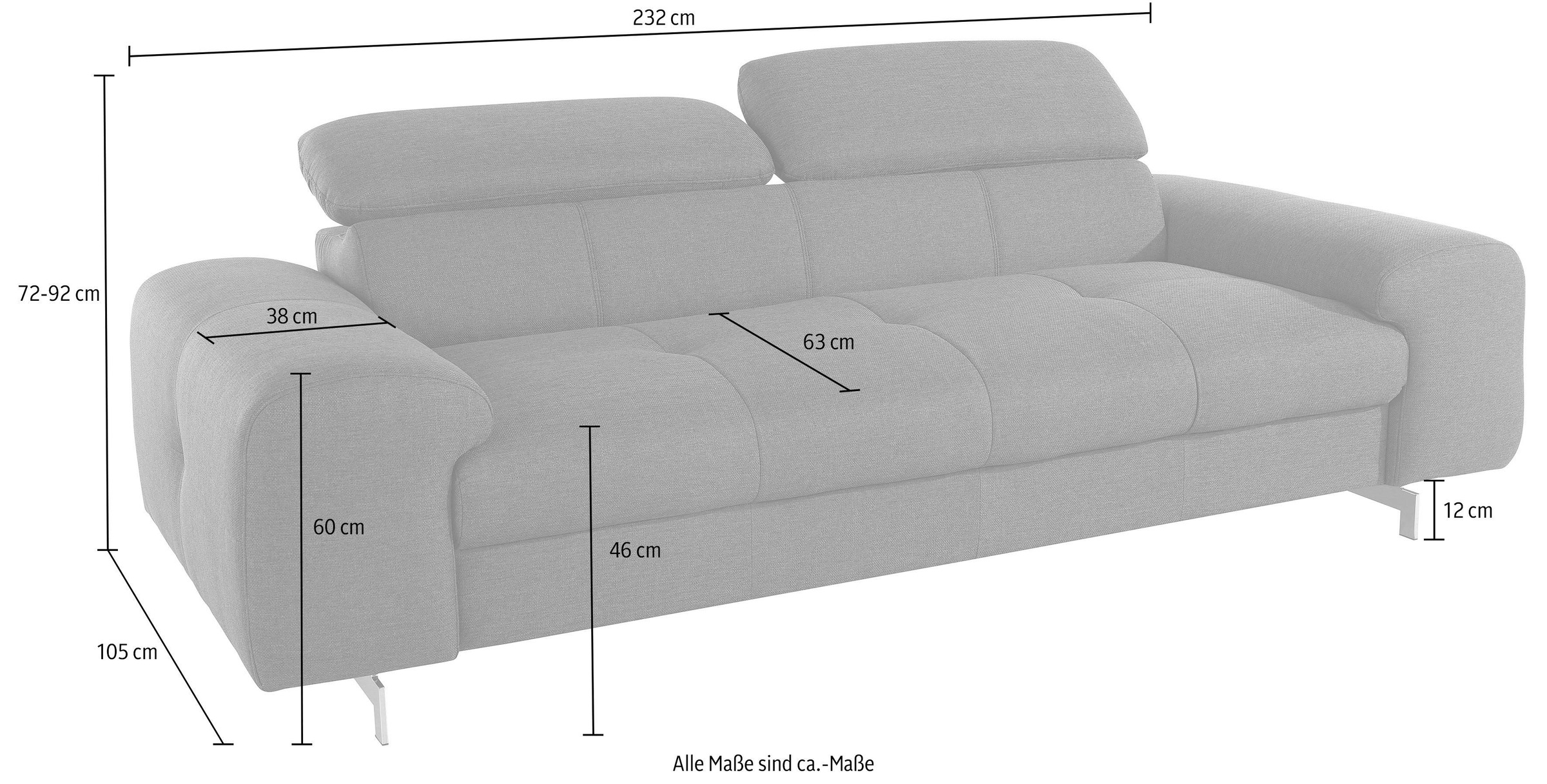 COTTA 3-Sitzer »Chef« mit Kopfteilverstellung