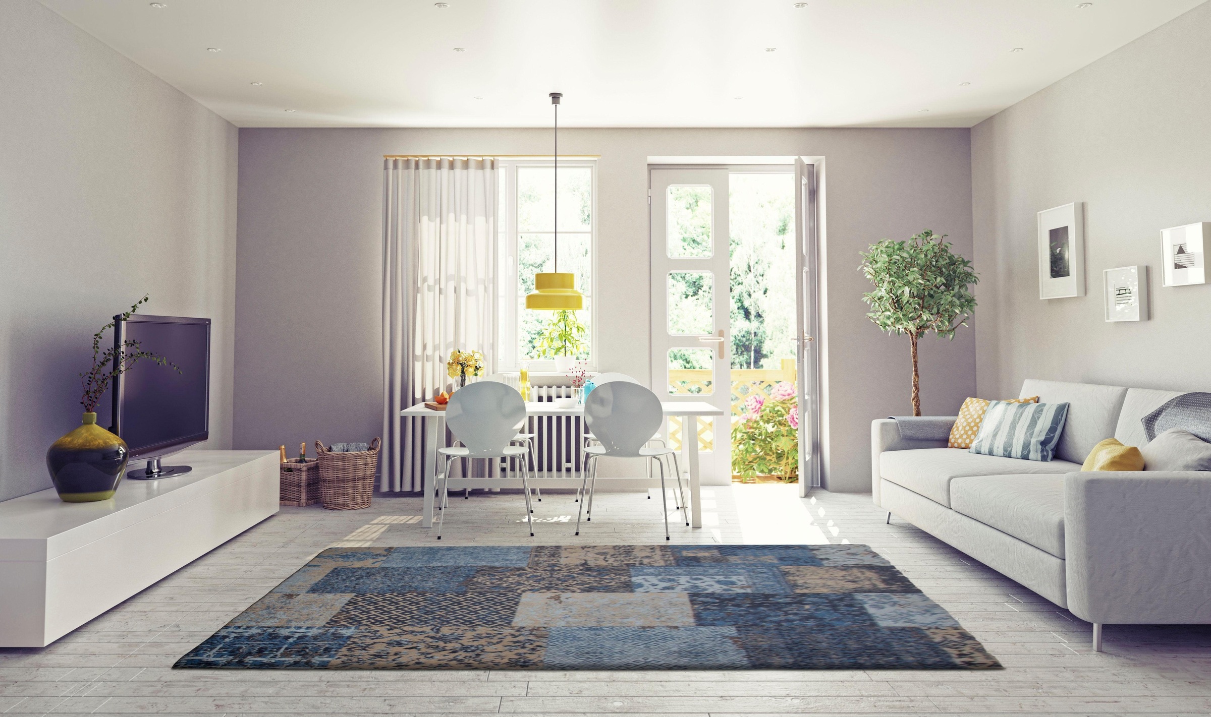 my home Teppich »Ella«, rechteckig, 10 mm Höhe, Vintage Design, Wohnzimmer