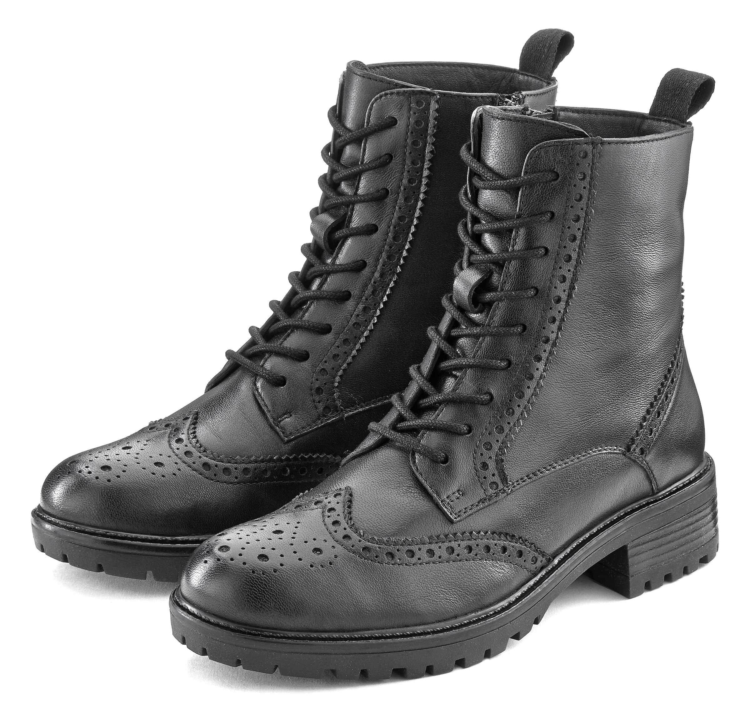 Image of LASCANA Schnürboots "Schnürstiefelette, Ankle Boots, Herbststiefelette," aus Leder zum Schnüren & mit Reissverschluss
