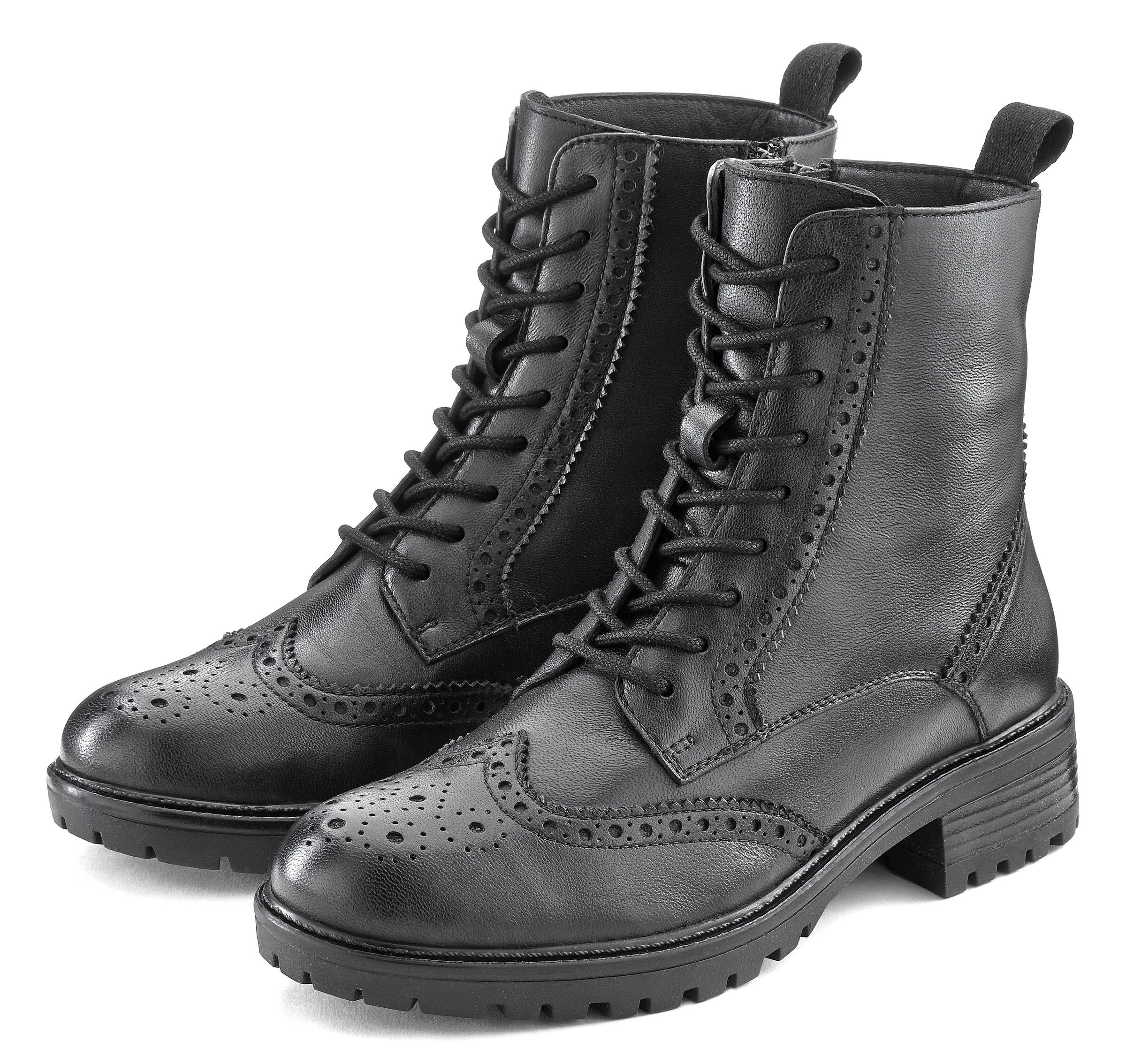 Image of LASCANA Schnürboots Schnürstiefelette, Ankle Boots, Leder, Schnüren & Reissverschluss