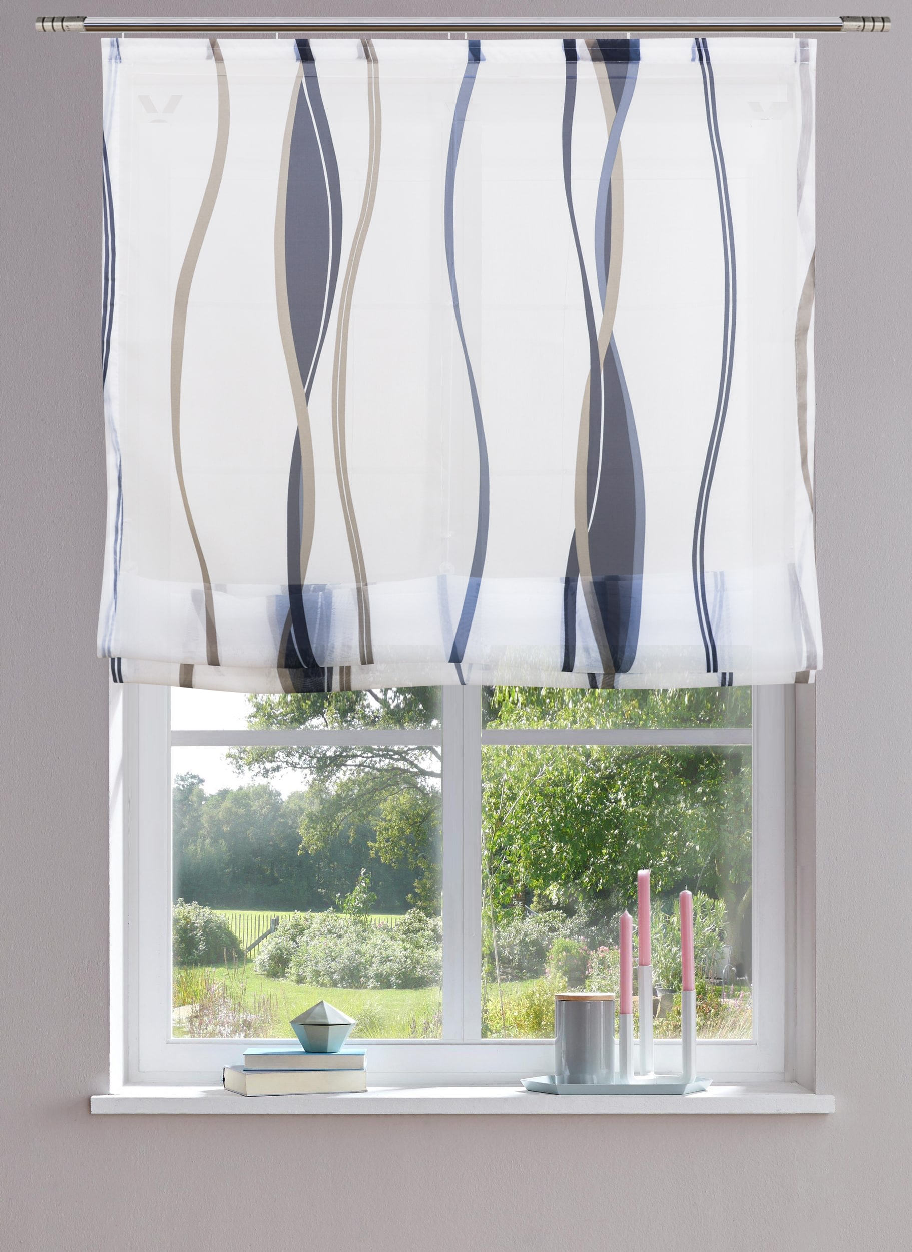 GOODproduct Raffrollo »Dimona« mit Klettschiene Transparent, Voile, Polyester, Wellen
