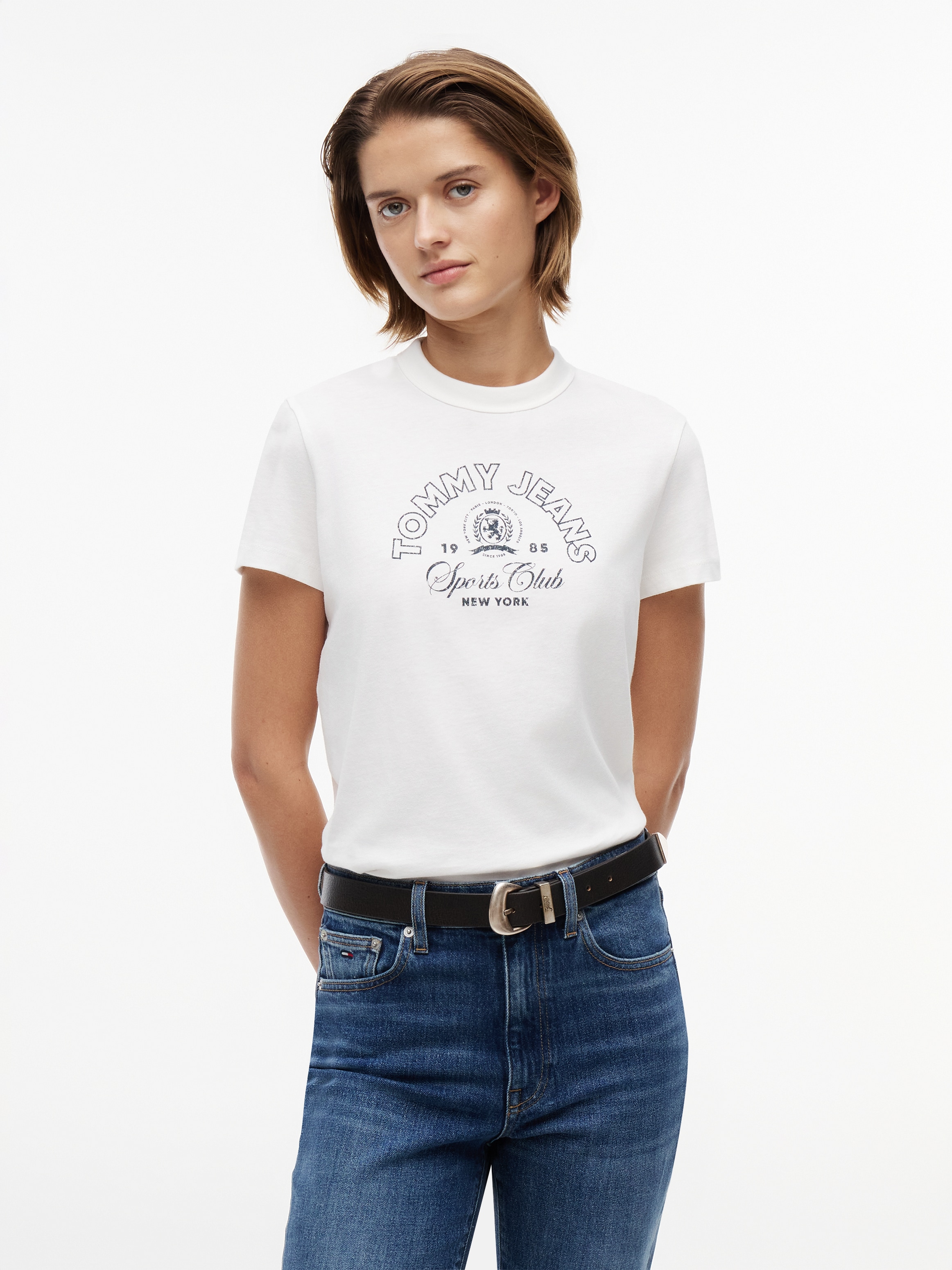 Image of Tommy Jeans Kurzarmshirt "TJW REG HERITAGE LOGO SS TEE" Baumwolle, regular fit