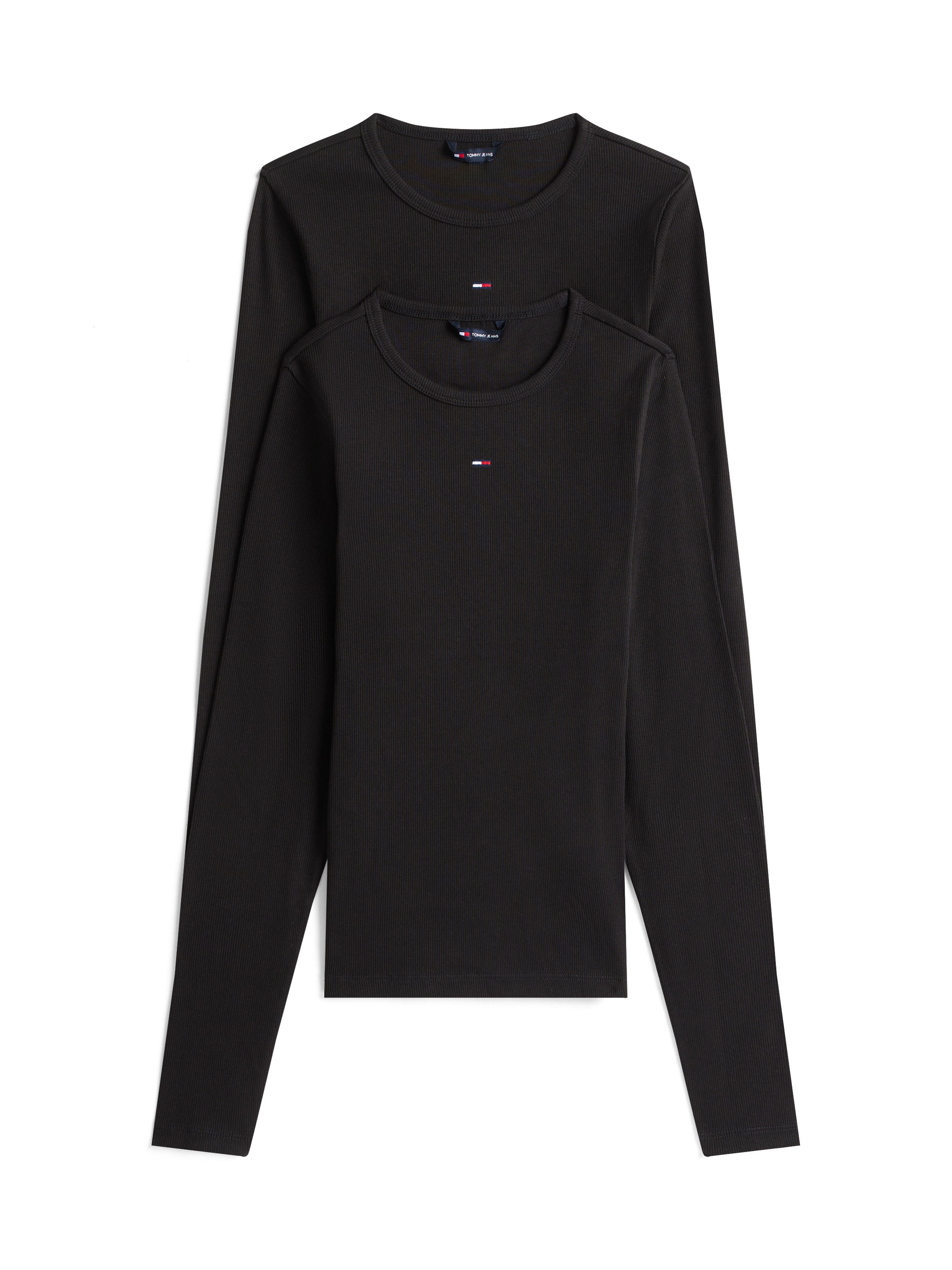 Image of Tommy Jeans Langarmshirt "TJW 2PACK SLIM ESSENTIAL RIB LS" Packung, 2er-Pack, 2 Stk. in Rippoptik, mit Logostickerei