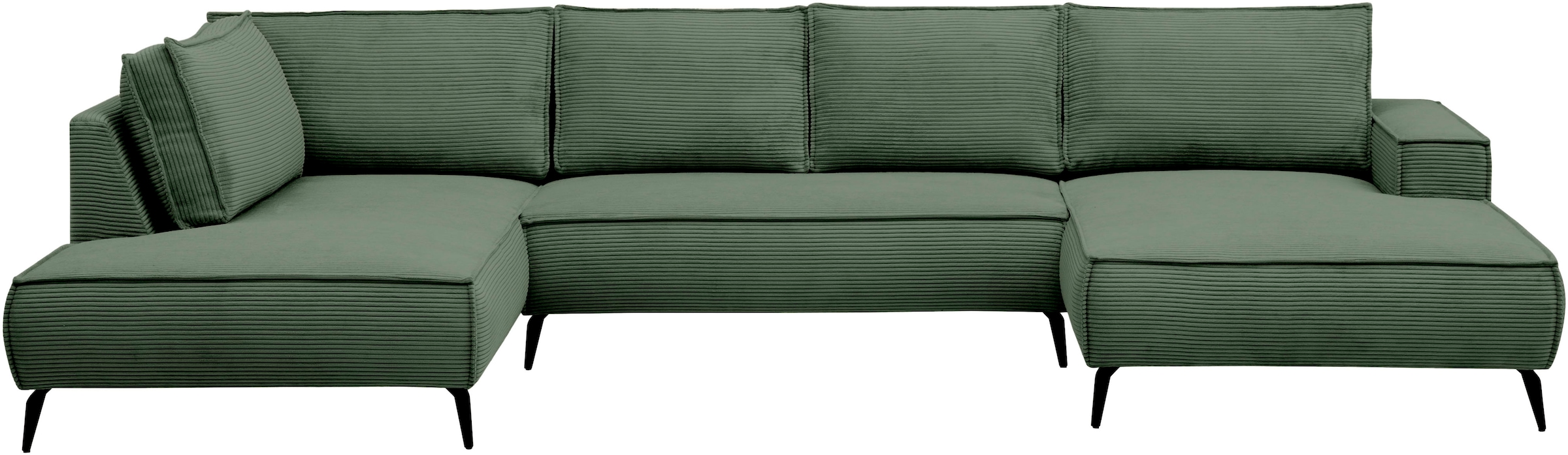 GOODproduct Paysage de salon »TVINNU, moderne U-Form, Couch in Cord oder Webstoff in Leinenoptik« Recamiere rechts/links, schwarze Metallfüsse, bequeme Sitz-/Liegefläche