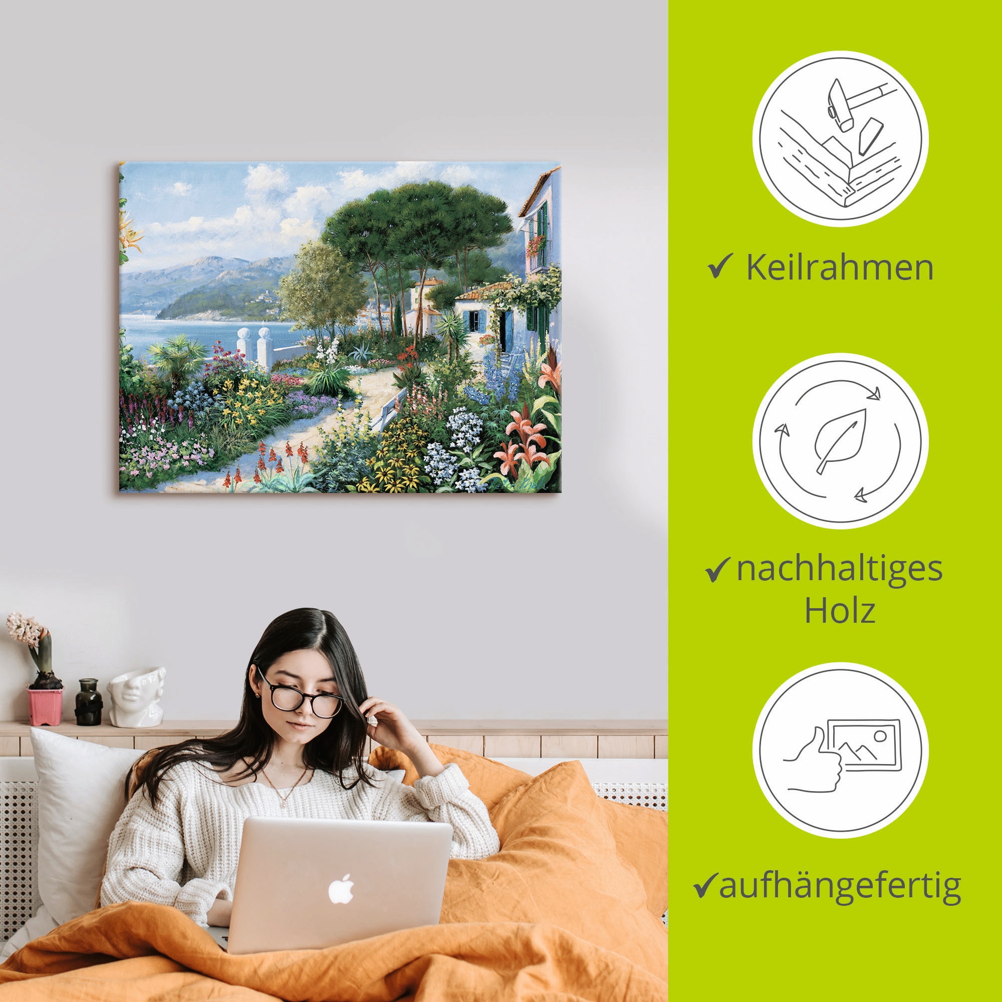 Artland Leinwandbild »Verstecktes Paradies« Garten 1 Stk. tlg. auf Holzrahmen gespannt