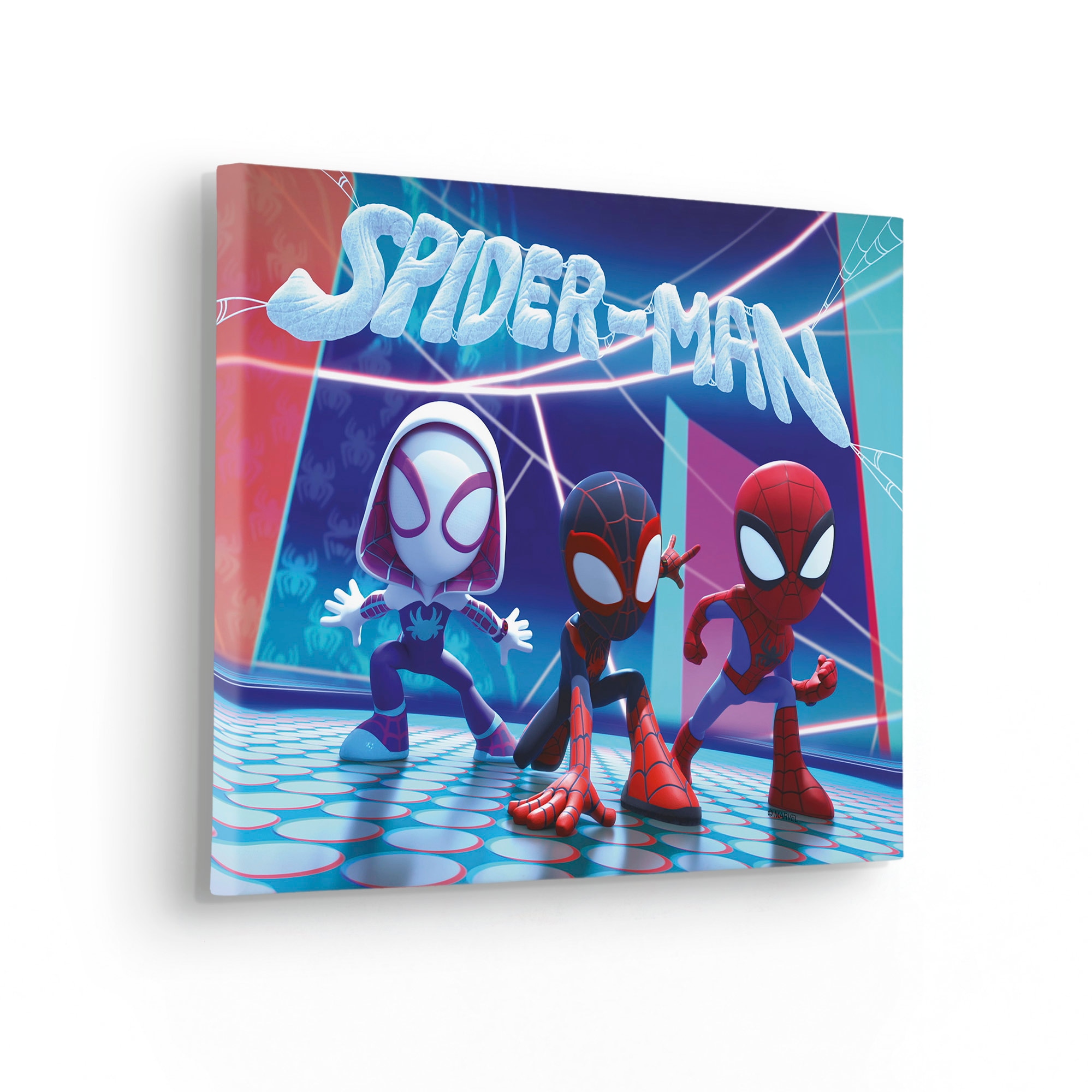 Komar Leinwandbild »Spidey and His Amazing Friends Glowy Spideys - Grösse 40 x 30 cm«, Comic, (1 St.), Keilrahmenbild mit Echtholzrahmen, Kinderzimmer