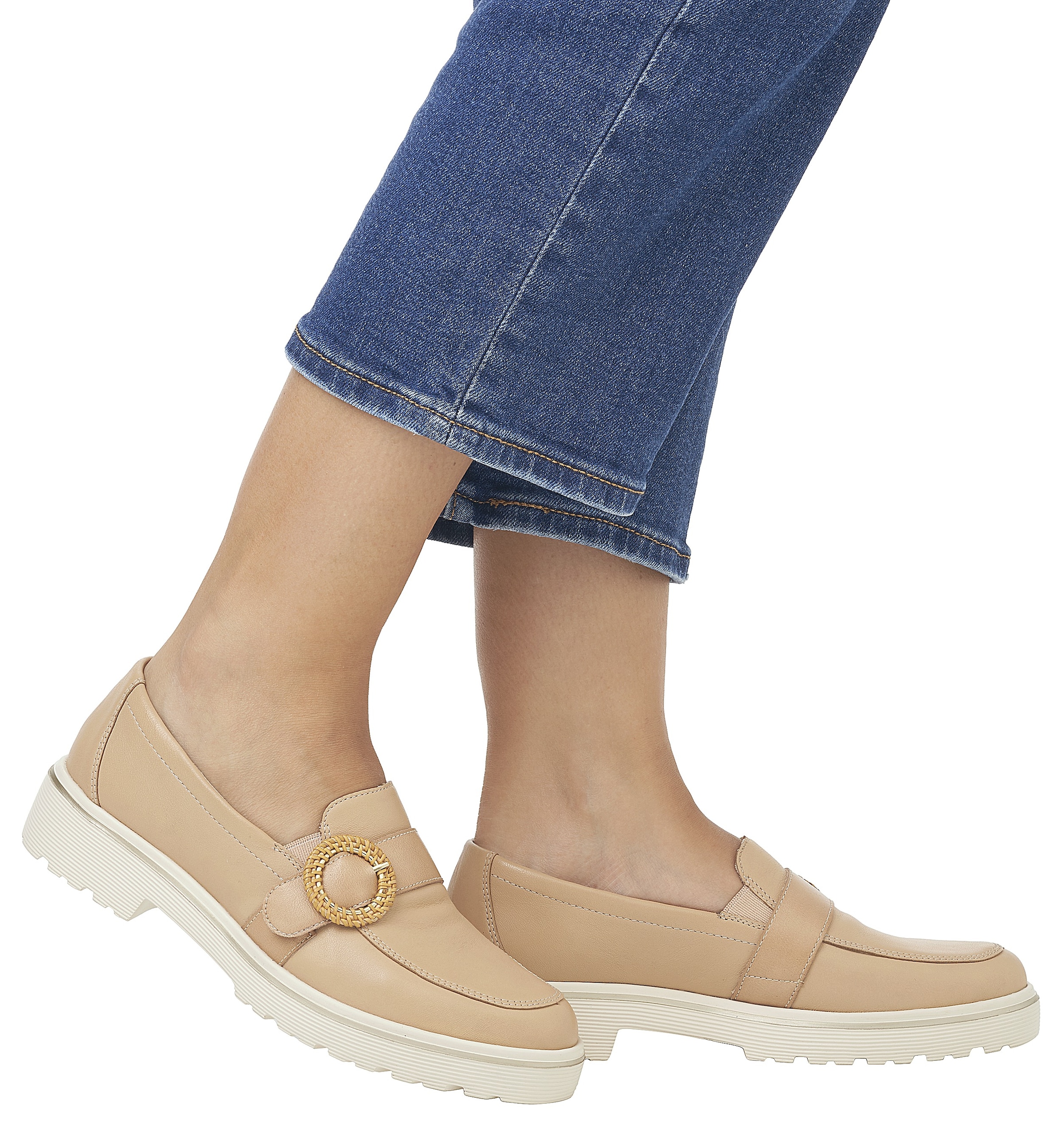 Remonte Loafer, Chunky Slipper, Plateau Slipper mit moderner Flecht-Zierschnalle