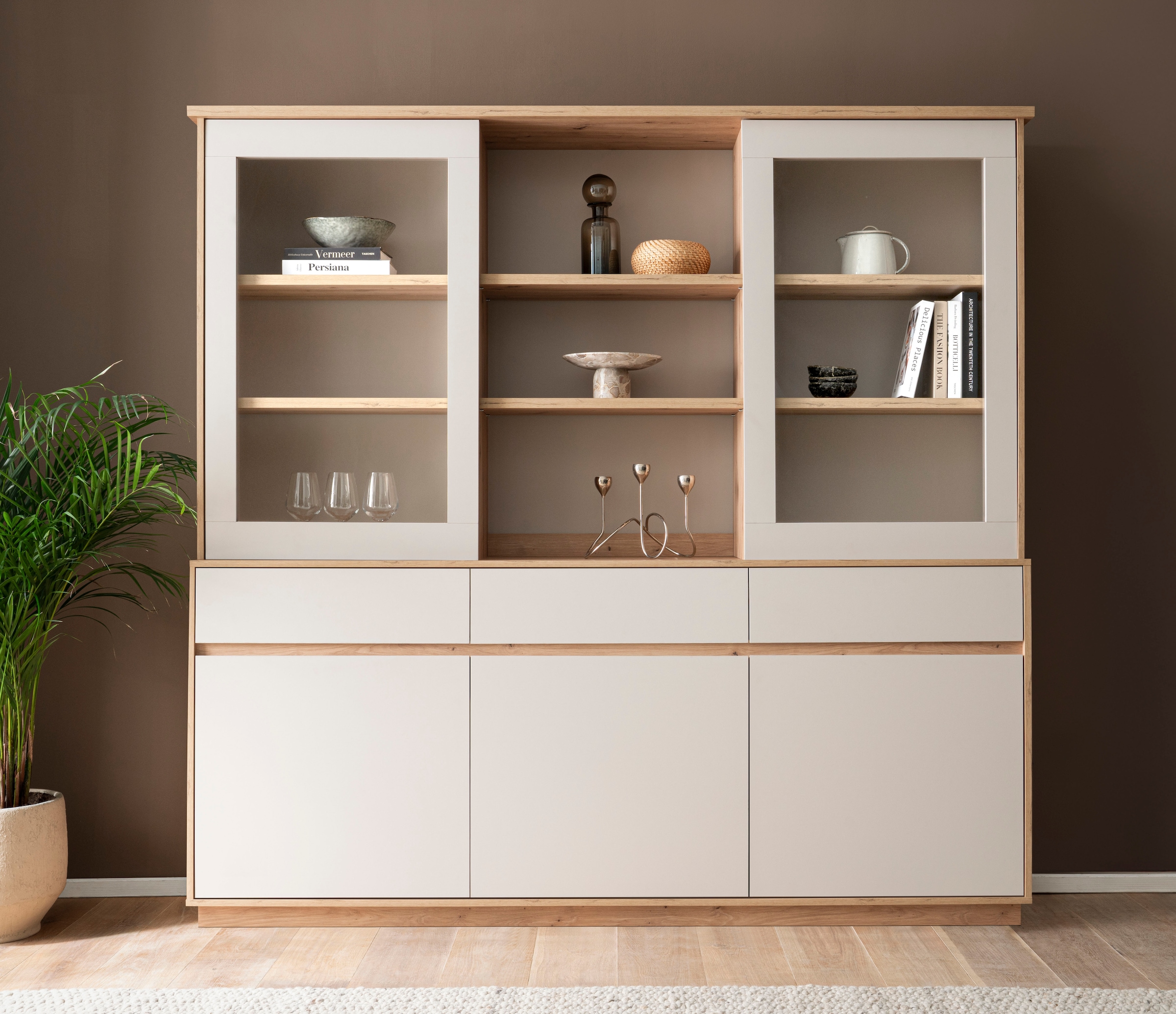 Home affaire Buffet »Sonora, moderner Hochschrank, Buffetschrank in Kaschmir, Regal« filigrane Rahmenoptik, ausreichend Stauraum, vielseitig einsetzbar