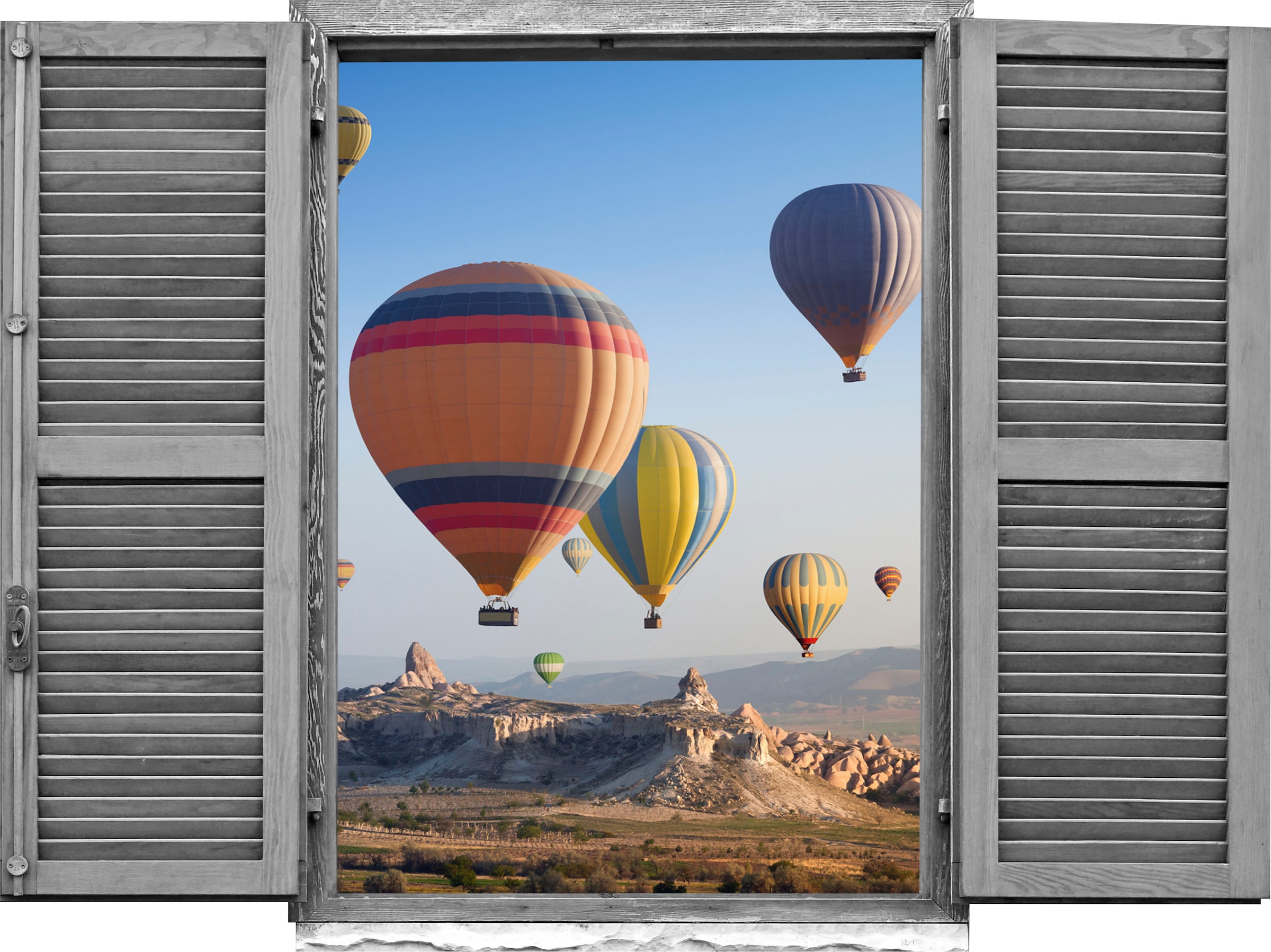 Image of queence Wandtattoo "Heissluftballons" Wandsticker, Wandbild, selbstklebend, 3D, Fenster