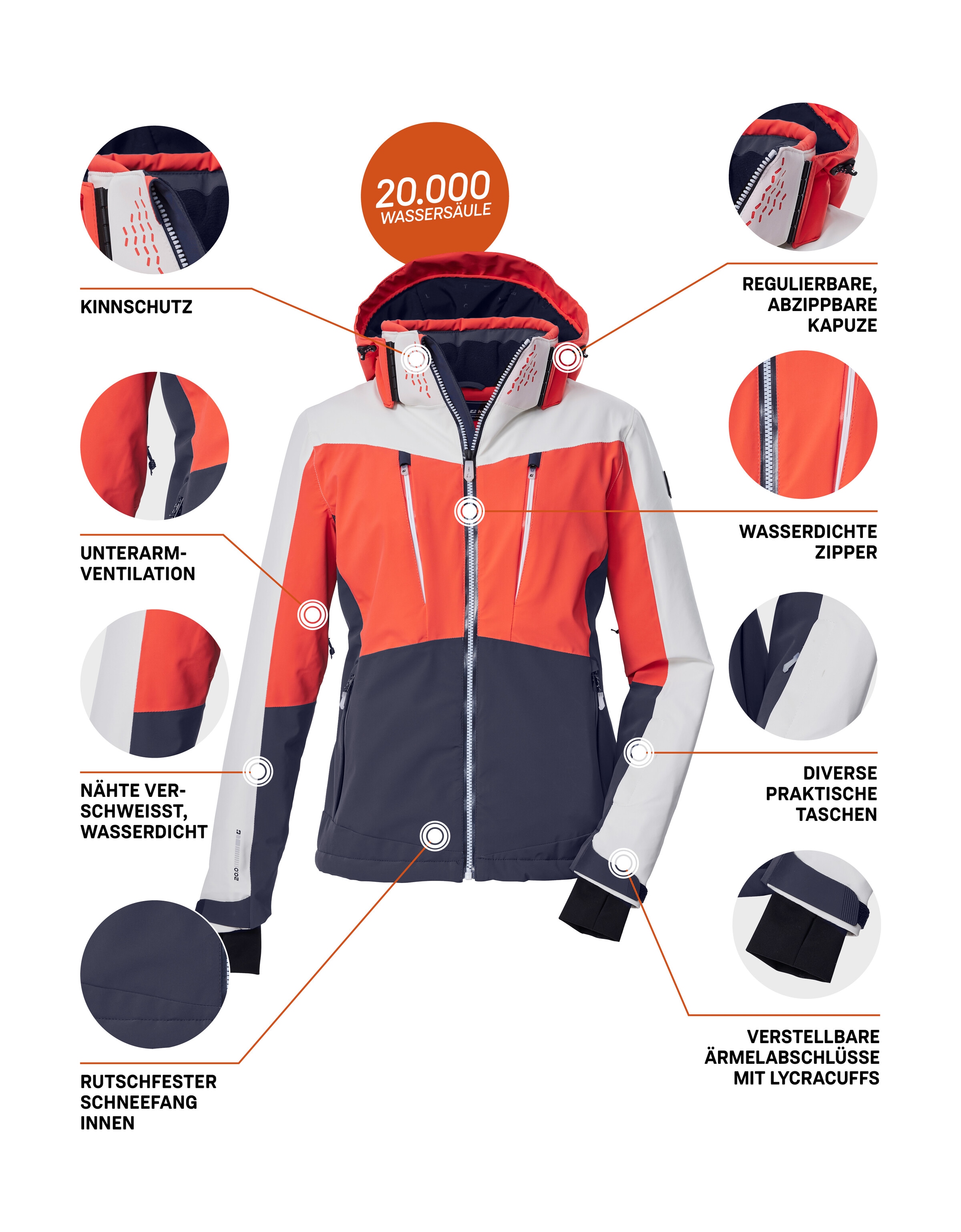 Killtec Veste de ski »KSW 43 WMN SKI JCKT« Hochfunktionale Skijacke, wasserdicht, atmungsaktiv, 4-Wege-Stretch