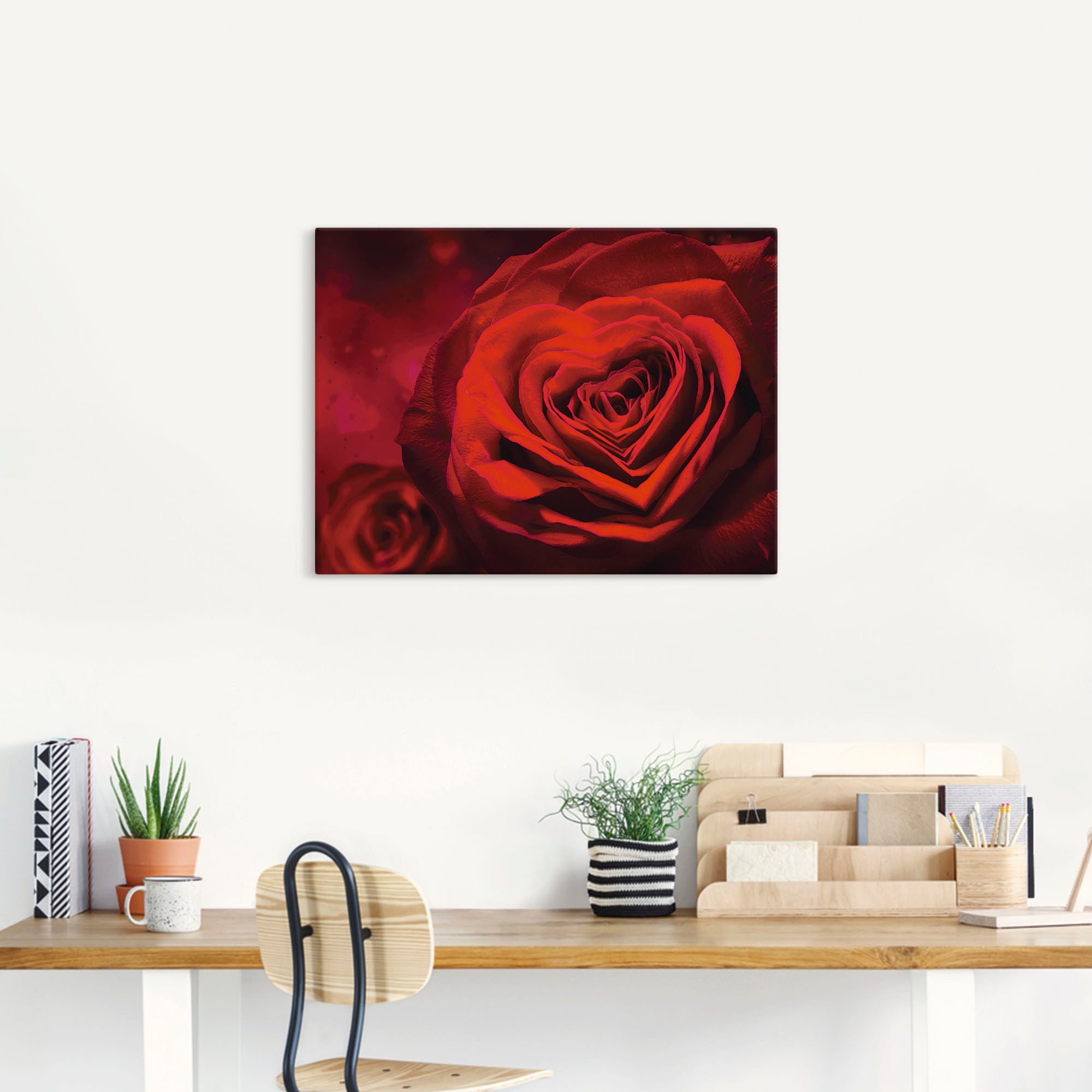 Artland Wandbild »Valentinseinladung mit Herzen und Rosen«, Blumen, (1 St.), als Leinwandbild, Poster, Wandaufkleber in verschied. Grössen