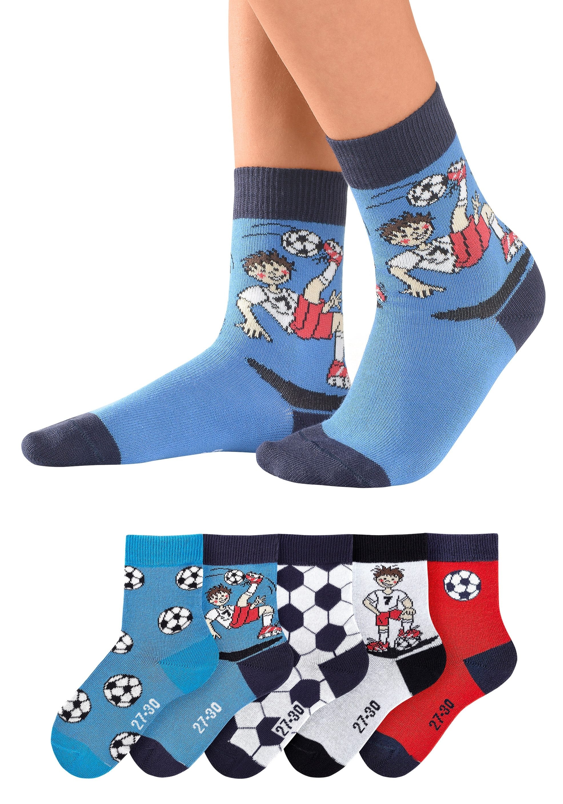 H.I.S Socken, (Packung, 5 Paar), mit Fussballmotiven