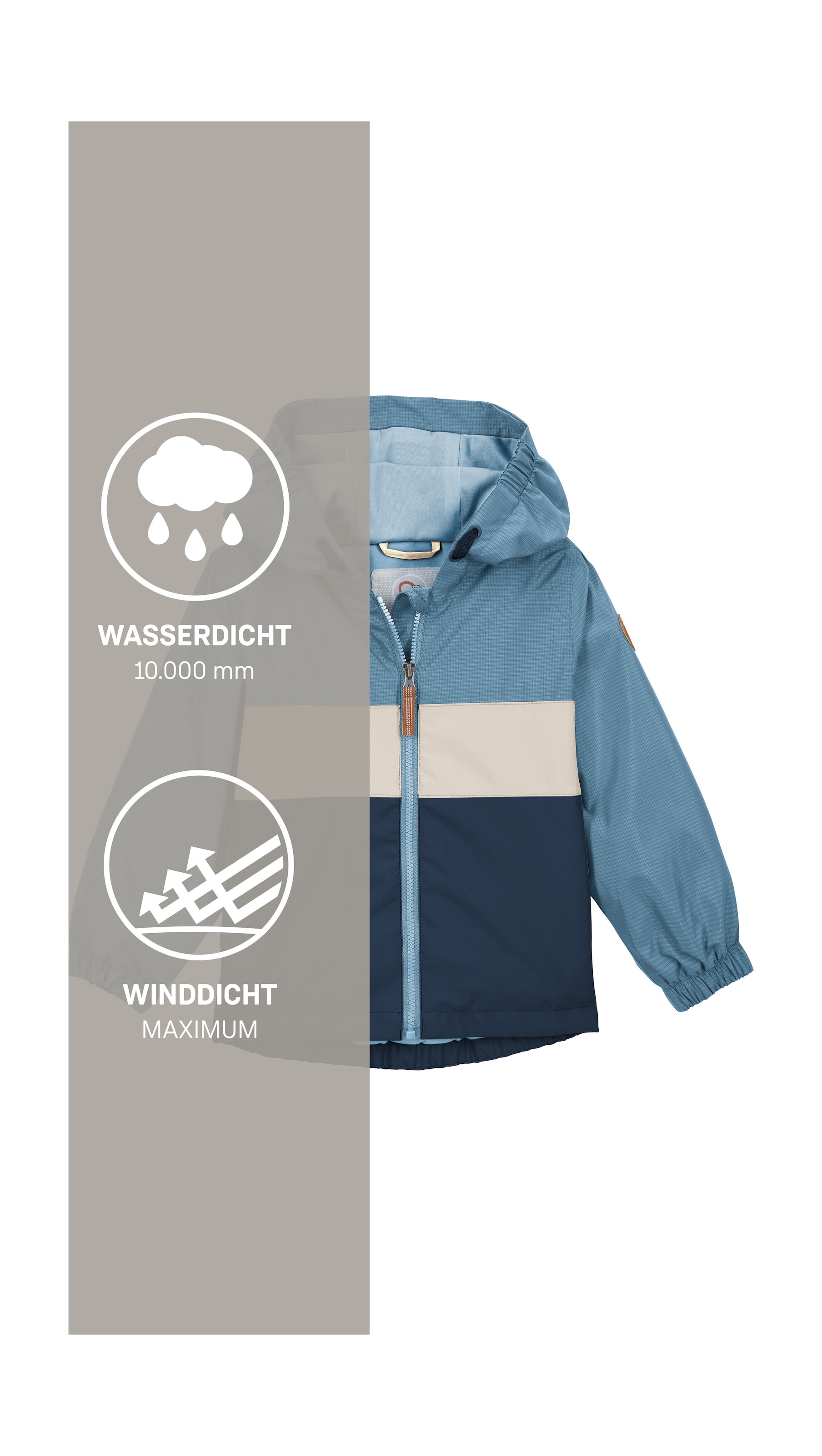 first instinct by killtec Veste fonctionnelle »FIOS 6 MNS JCKT« veste enfant étanche à l'eau et au vent avec protège-menton et étiquette nom