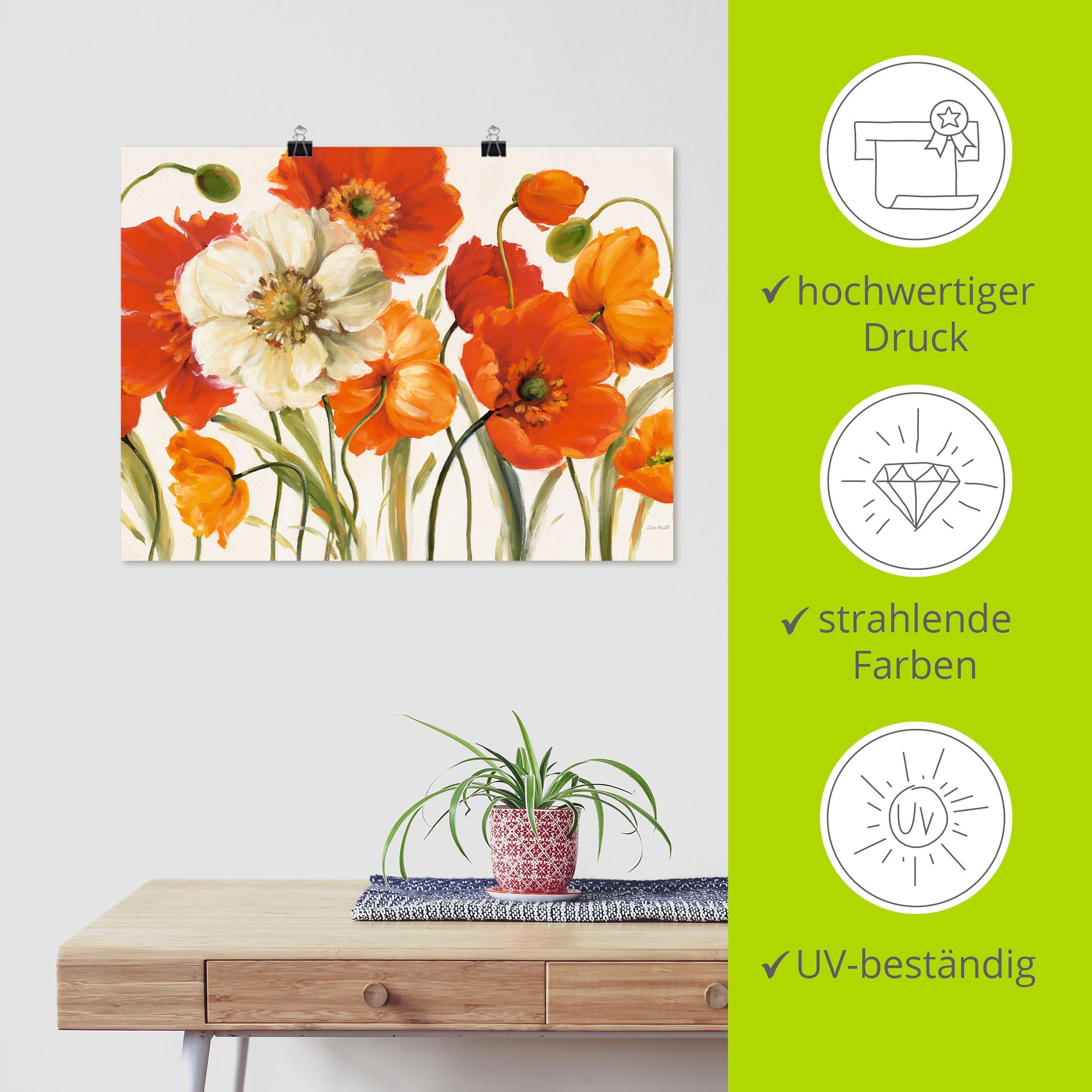 Artland Wandbild »Mohnblumen I« Blumen 1 Stk. tlg. als Leinwandbild, Poster in verschied. Grössen