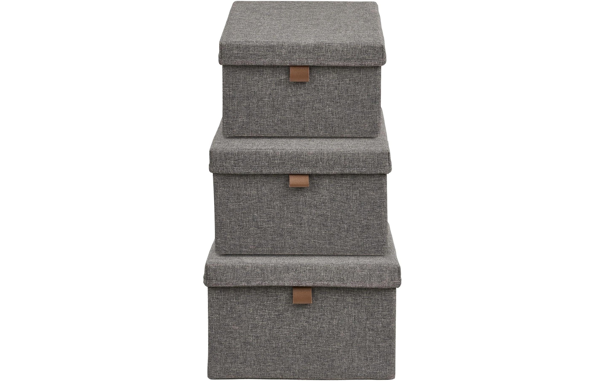 House Nordic Boîte de rangement »Noto, 3er-Set« Set élégant de trois boîtes textiles grises