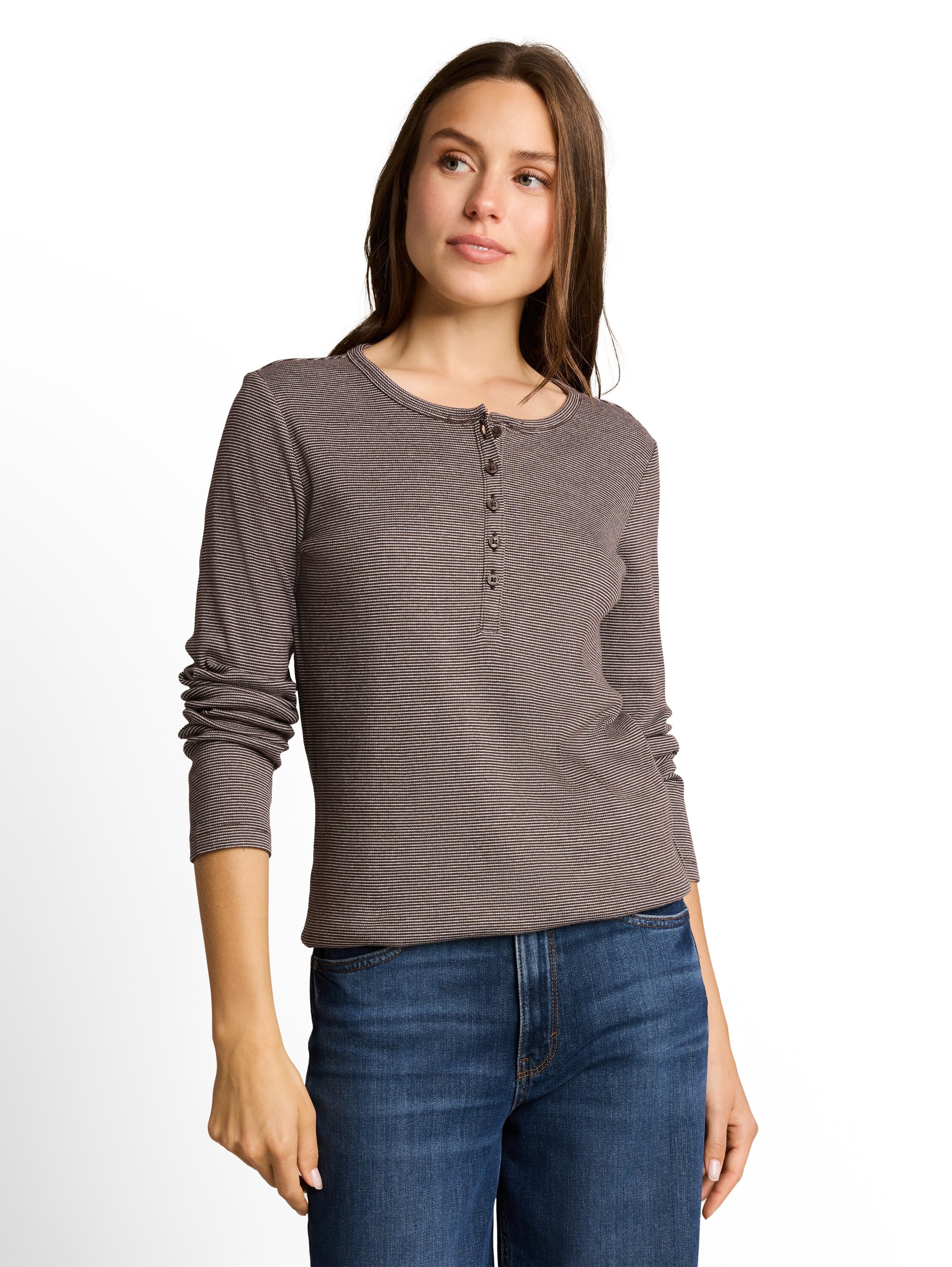 Image of TOM TAILOR Langarmshirt mit feinen Streifen und Rundhals