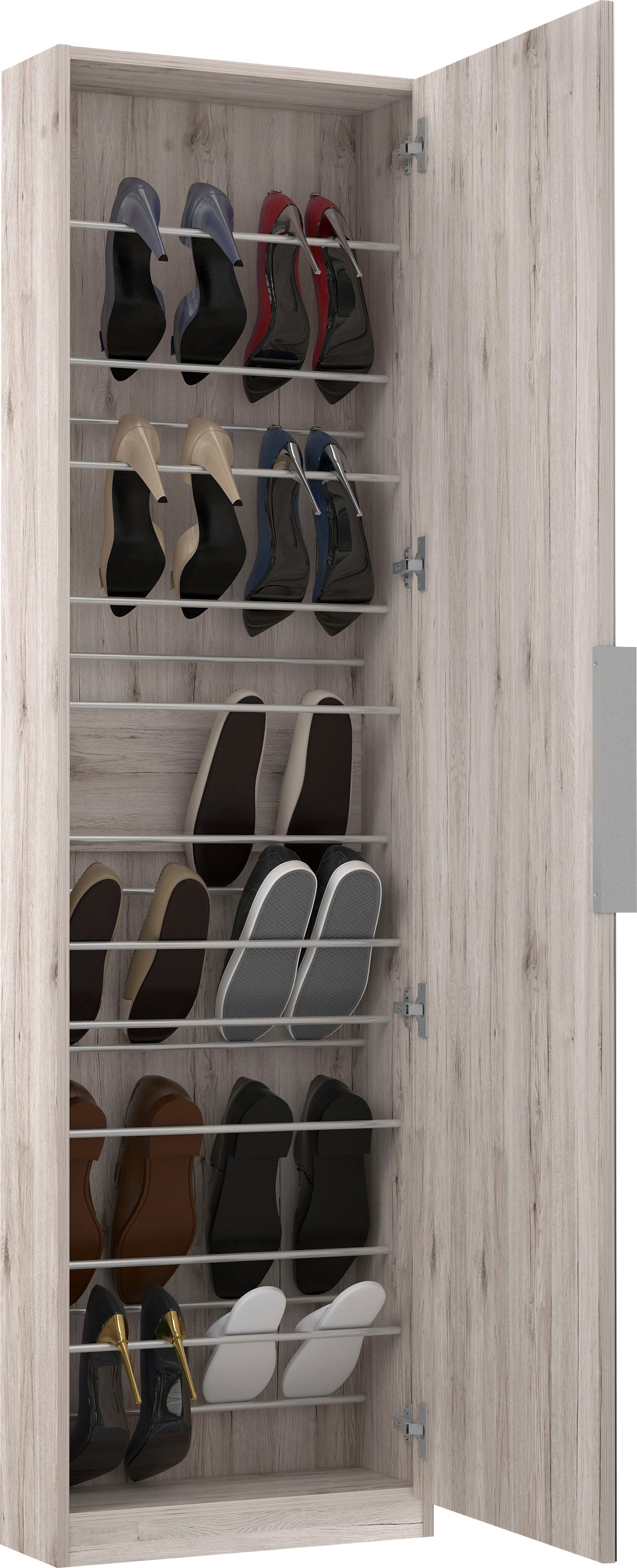 FORTE Schuhschrank »Calma Schuhschrank, Spiegeltüre, 12 Paar Schuhe, Türanschlag wählbar« B/H/T : 50/179,7/20 cm,  Schuhschrank mit Spiegeltüre , 180cm hoch, 12 Paar Schuhe