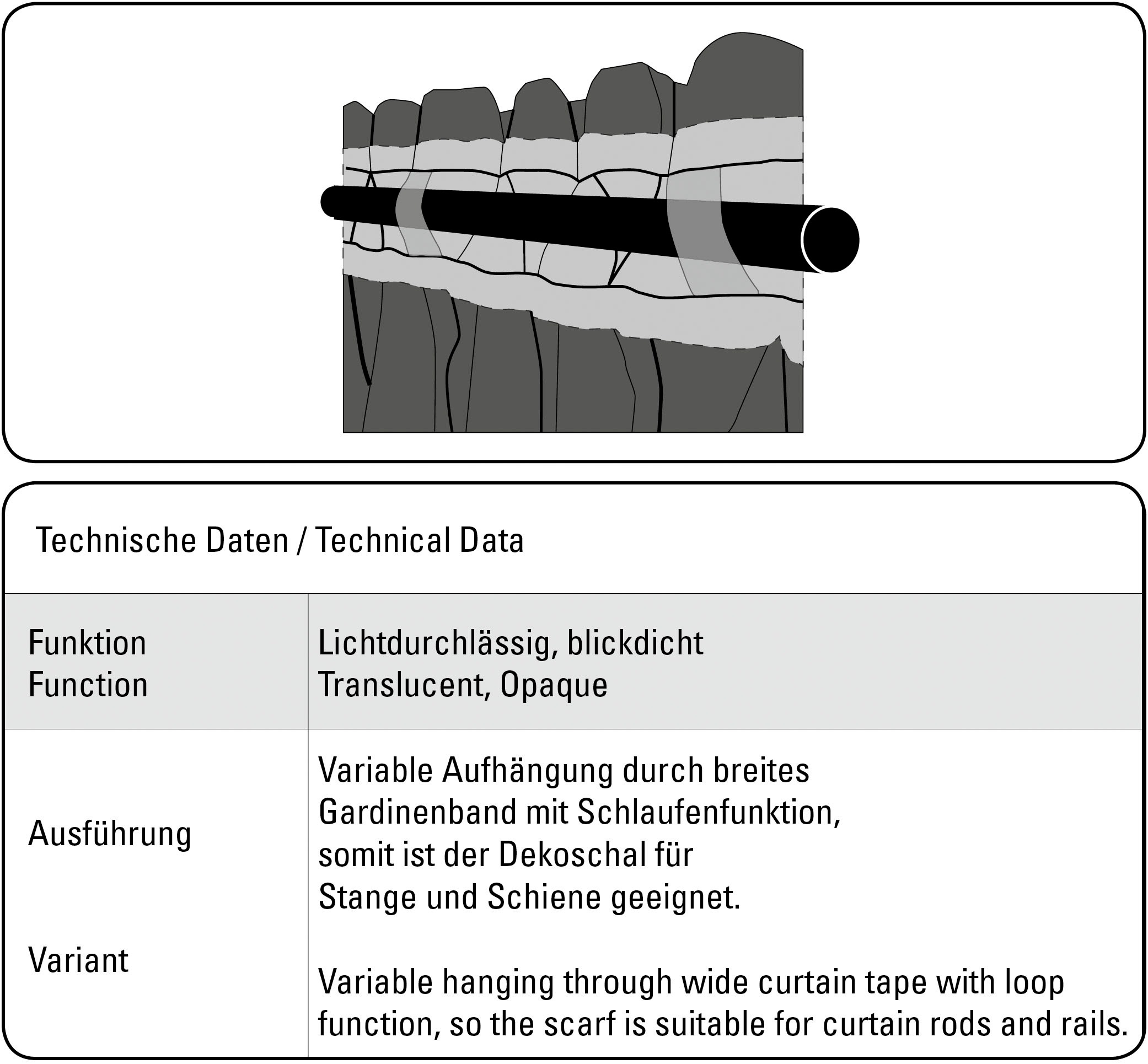 Sehlbach Gardine »Schal Rankenblätter« Schlaufen 1 Stk. tlg. mit Gardinenband und verdeckten Schlaufen