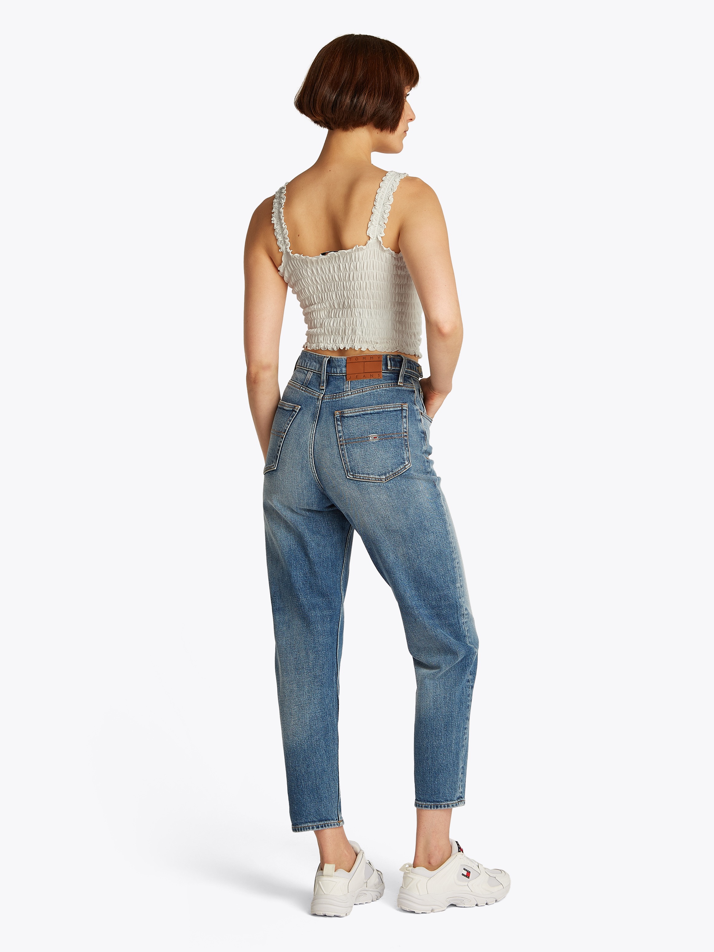 Tommy Jeans Smoktop »TJW SMOCK VARSITY BRALETTE« in Smok-Optik