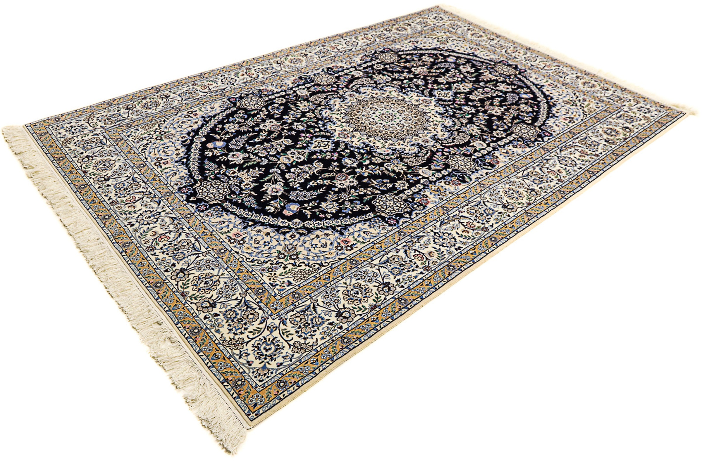 Image of morgenland Orientteppich »Perser - Nain - Premium - 246 x 162 cm - dunkelblau«, rechteckig, 6 mm Höhe, Wohnzimmer, Handgeknüpft, Einzelstück mit Zertifikat bei Ackermann Versand Schweiz