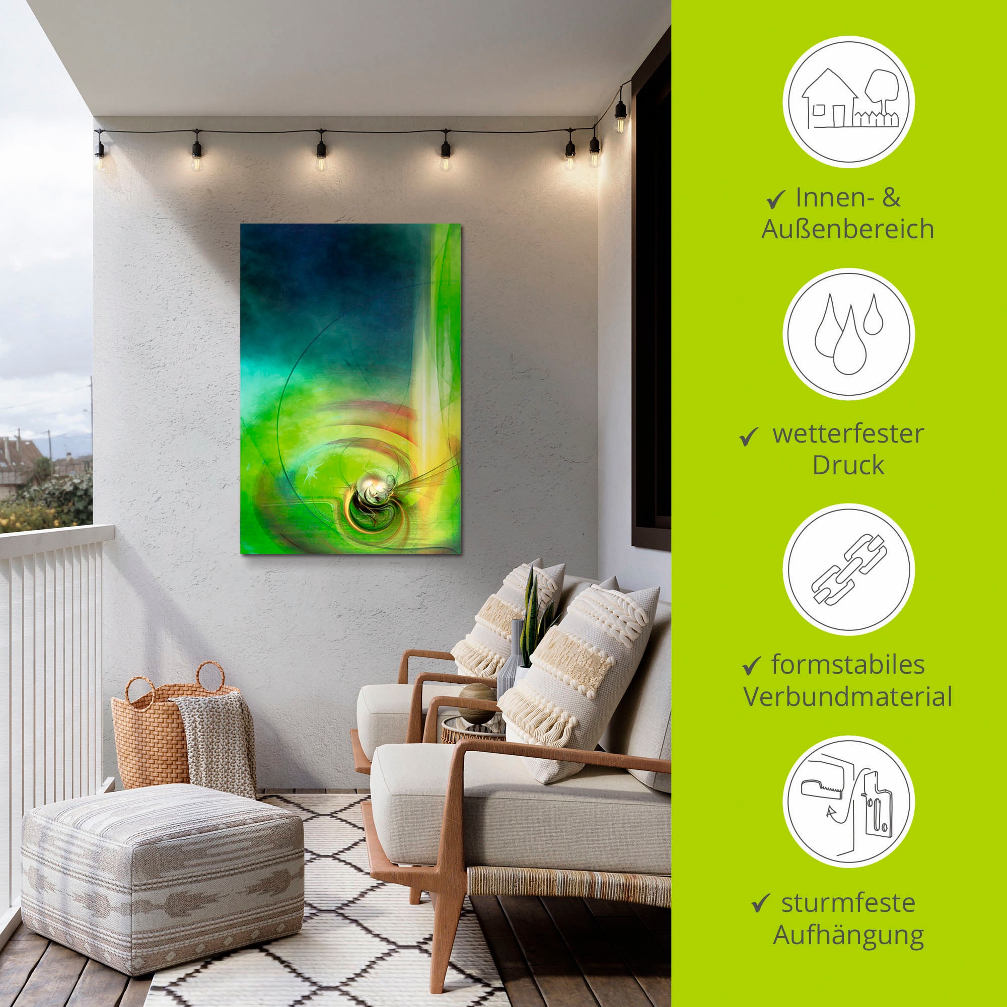 Artland Alu-Dibond-Druck »Abstraktes Spiel CB« Muster 1 Stk. tlg. für Innen- und Aussenbereich geeignet, Outdoorbild