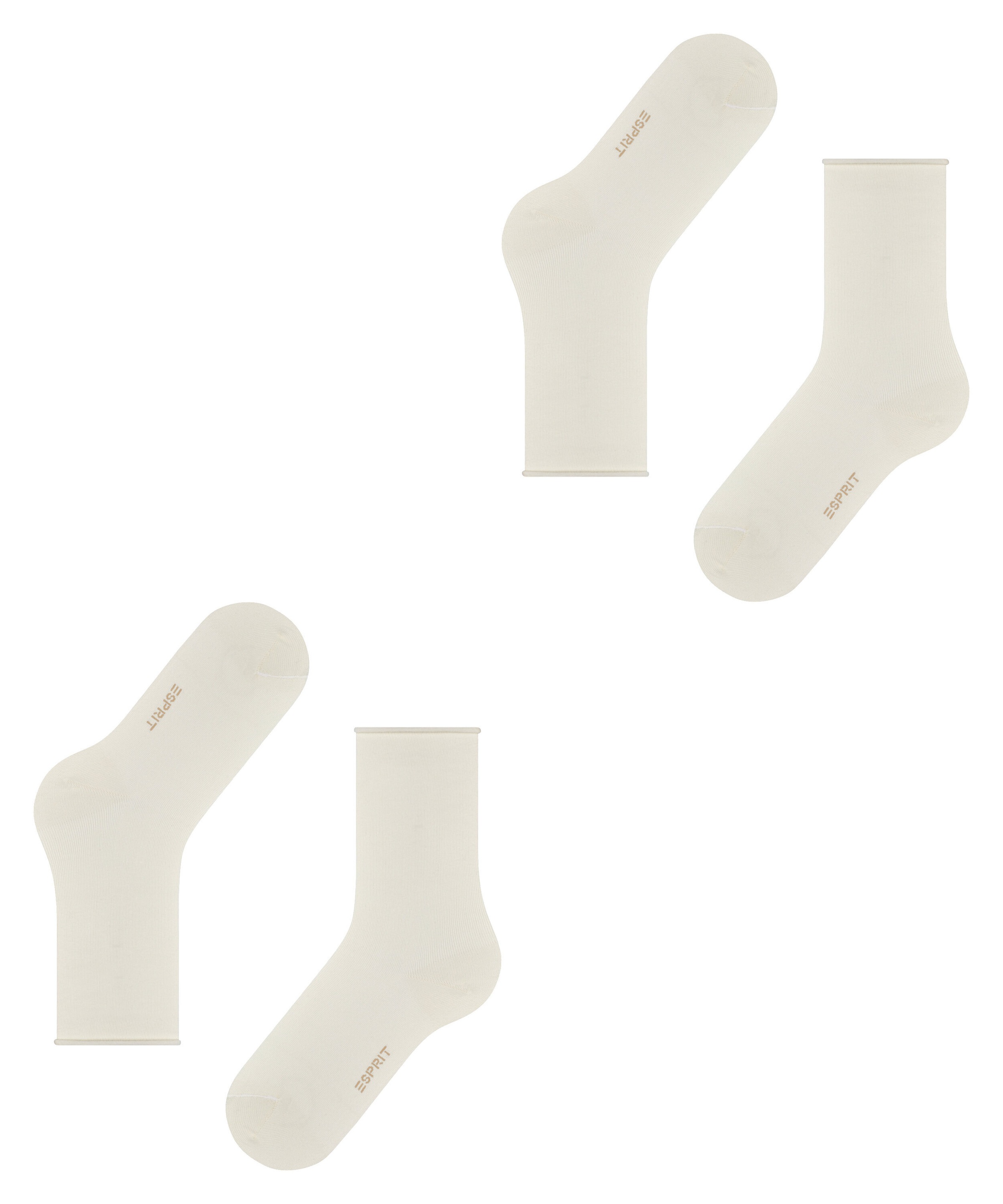 Esprit »Basic Pure« 2 paires, 2 Couple tlg. sans bordure serrante, chaussette basique, chaussettes unies respirantes