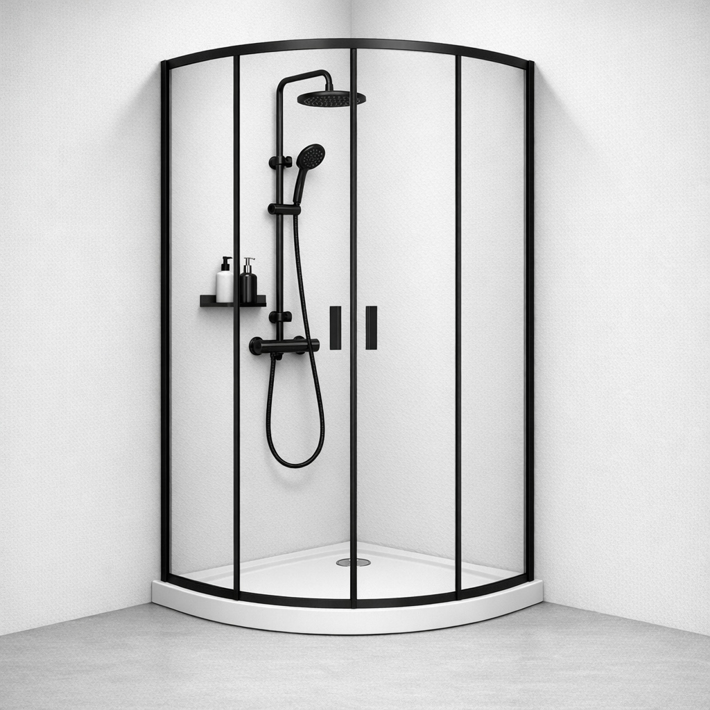 welltime Douche ronde »Summer« Hauteur 190 cm, 6mm ESG, Easy Clean, système de roulettes amélioré
