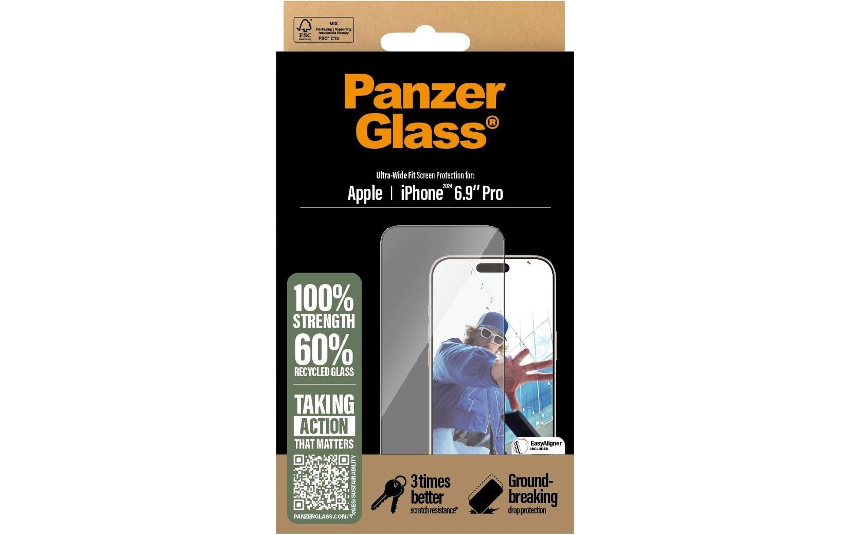 PanzerGlass Displayschutzglas »Ultra Wide Fit iPhone 16 Pro Max«, für iPhone 16 Pro Max, (1 St.)