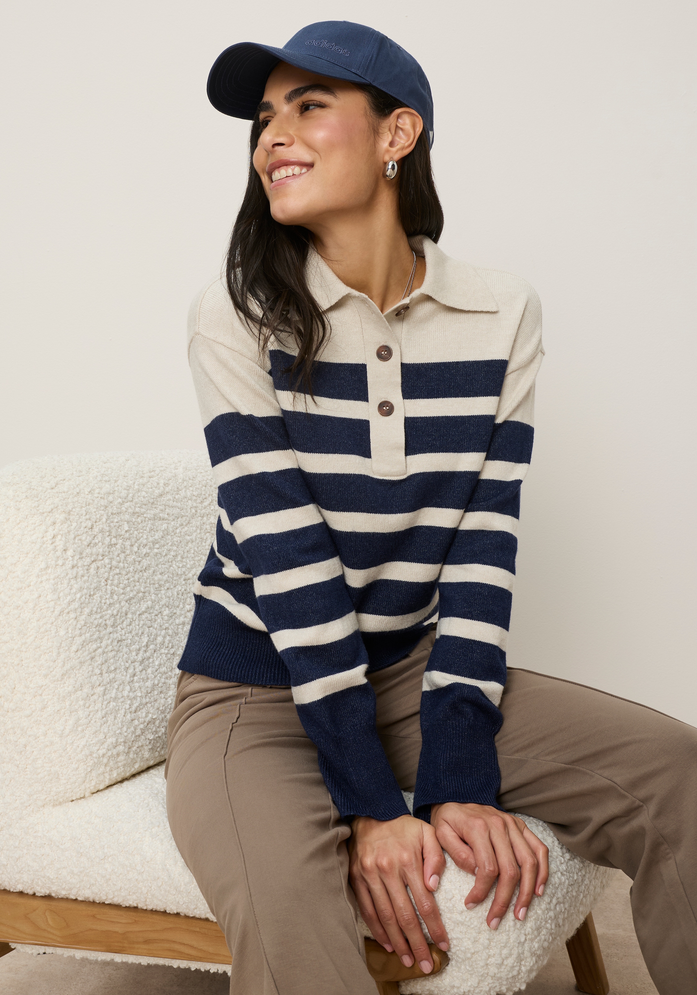Image of Tamaris Polokragenpullover "mit Polokragen, in elastischer Strickqualität" mit Streifen-Design