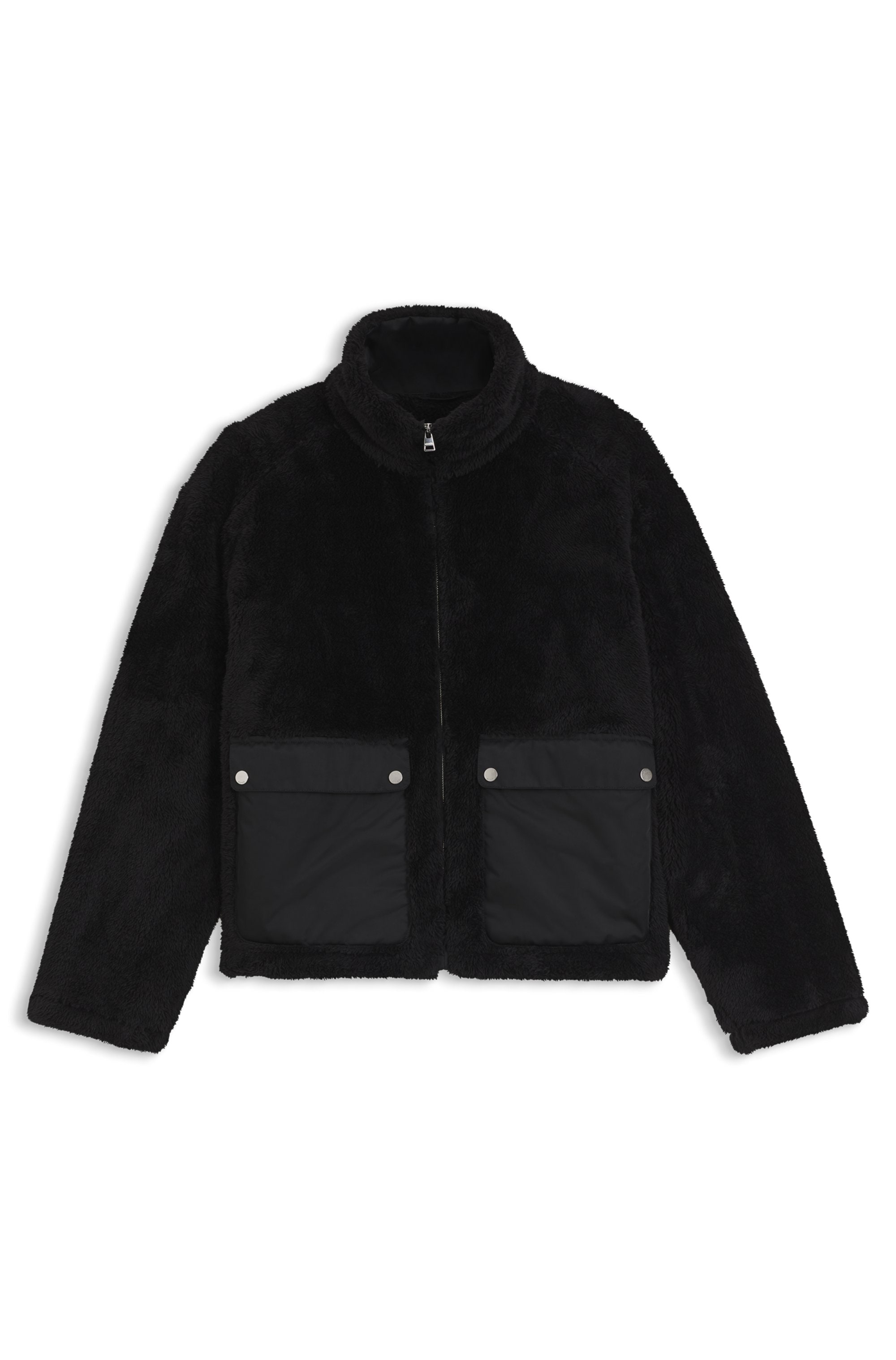 HUGO Fellimitatjacke »Fayla« mit aufgesetzten Taschen, Relaxed Fit