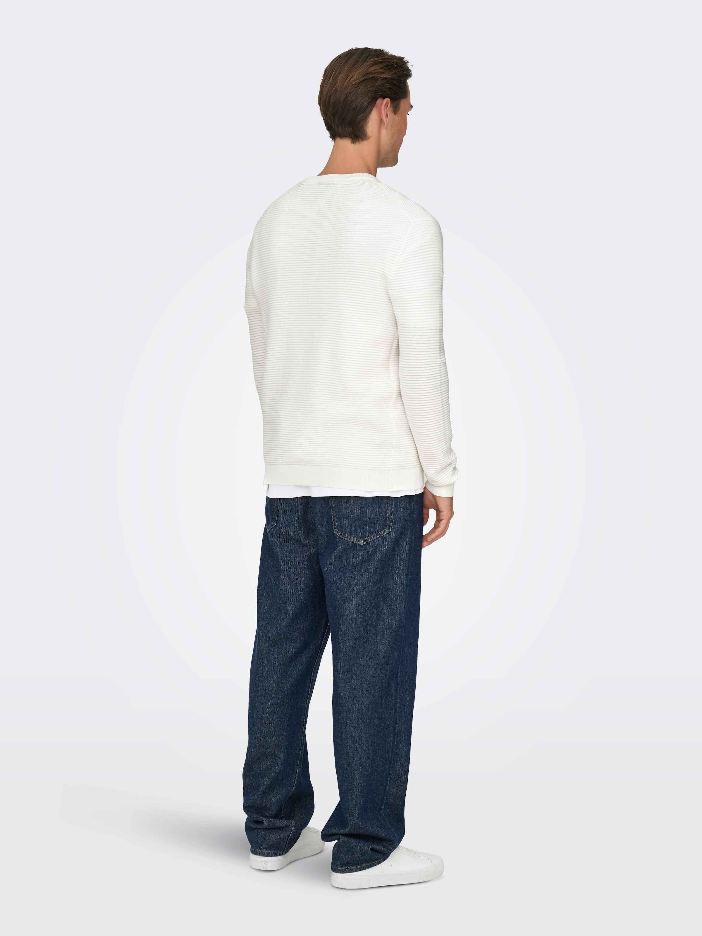 ONLY & SONS Pull à col rond »ONSRON REG LS CREW NECK KNIT NOOS« Baumwolle, regular fit