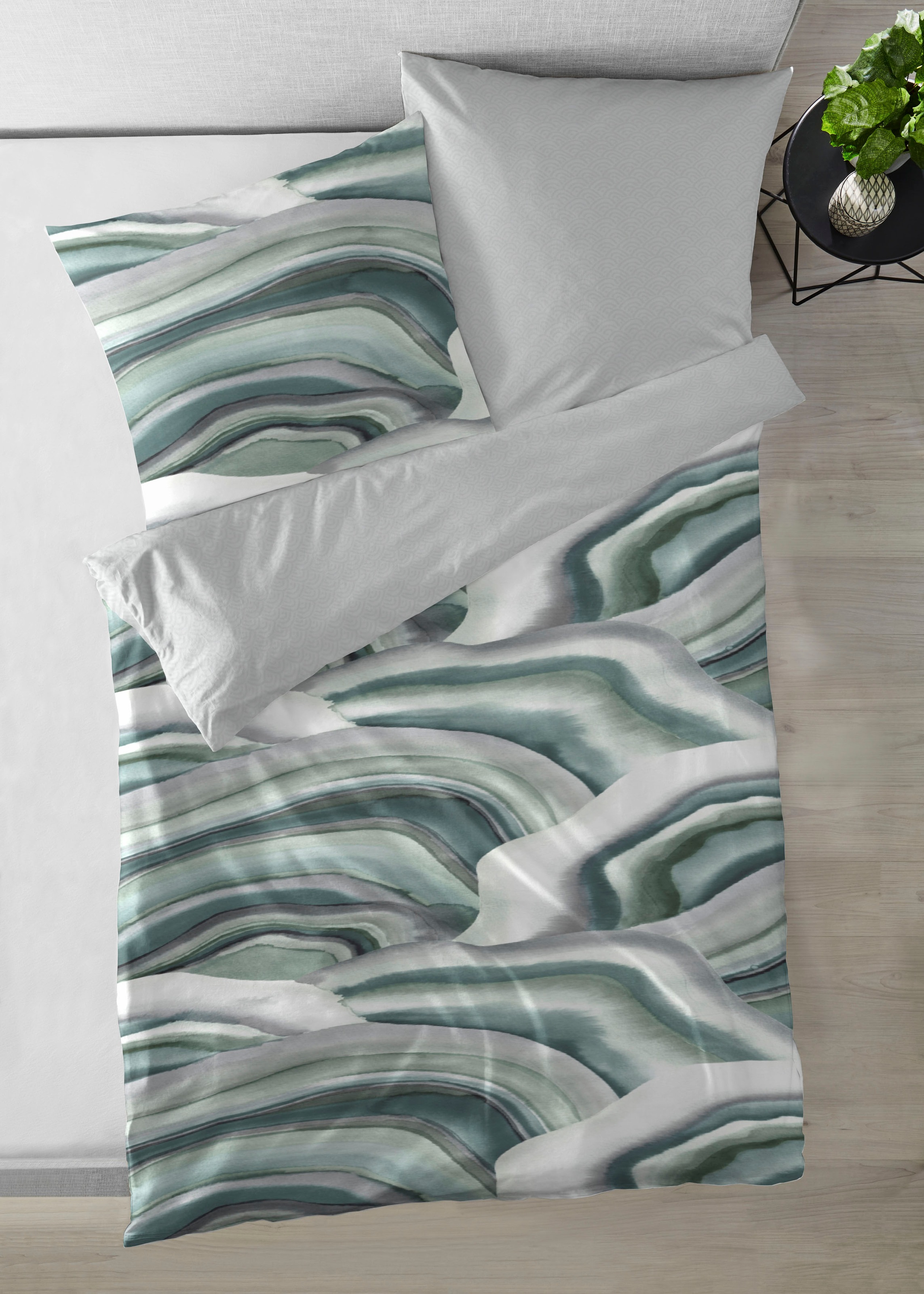 Primera Wendebettwäsche »Mako-Satin Bettwäsche Achat«, mit einem natürlichen Wellenmuster
