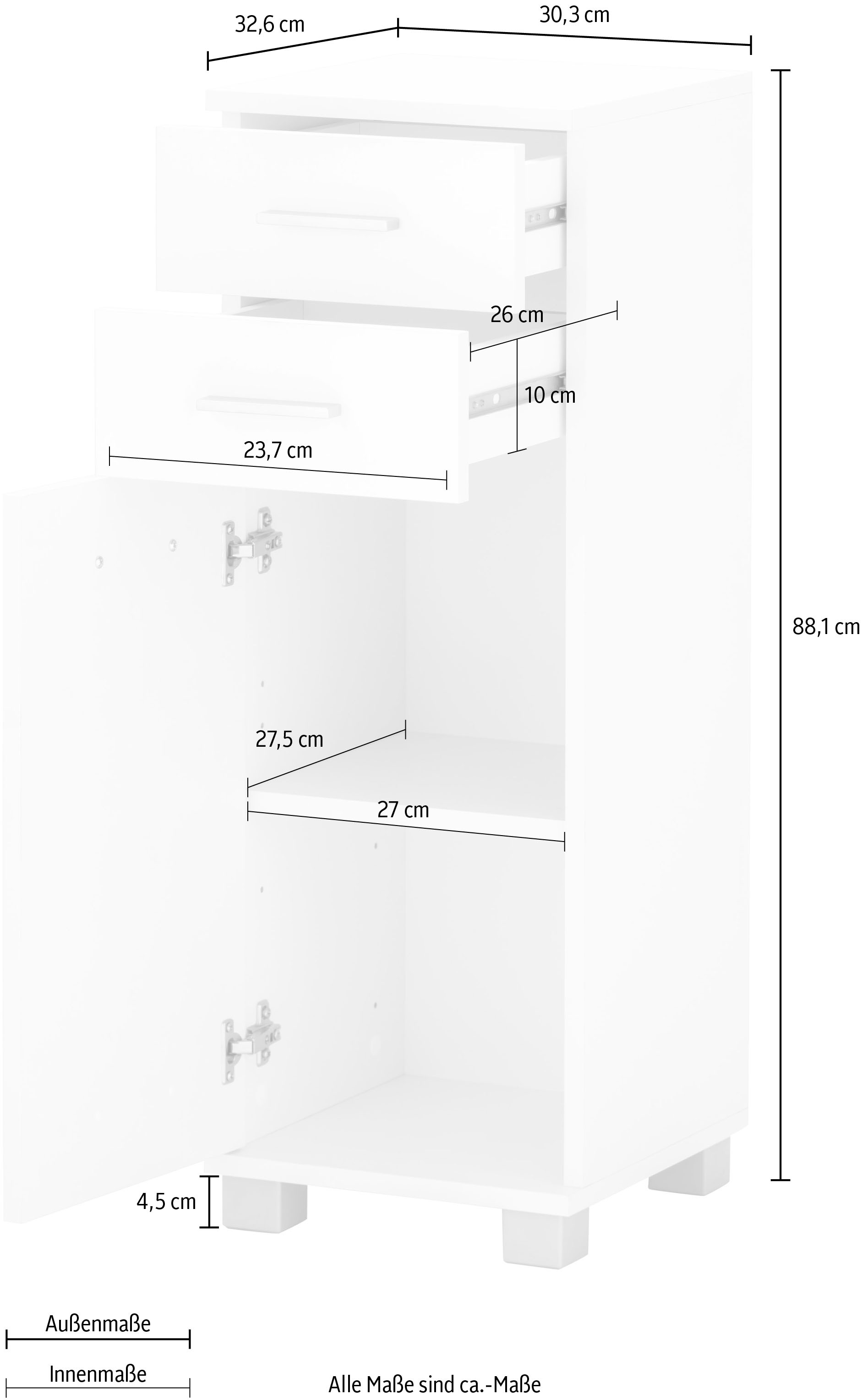 Schildmeyer Unterschrank »Lagona«, Breite 30,3 cm, wechselbarer  Türanschlag, Einlegeboden, 2 Schubladen günstig kaufen