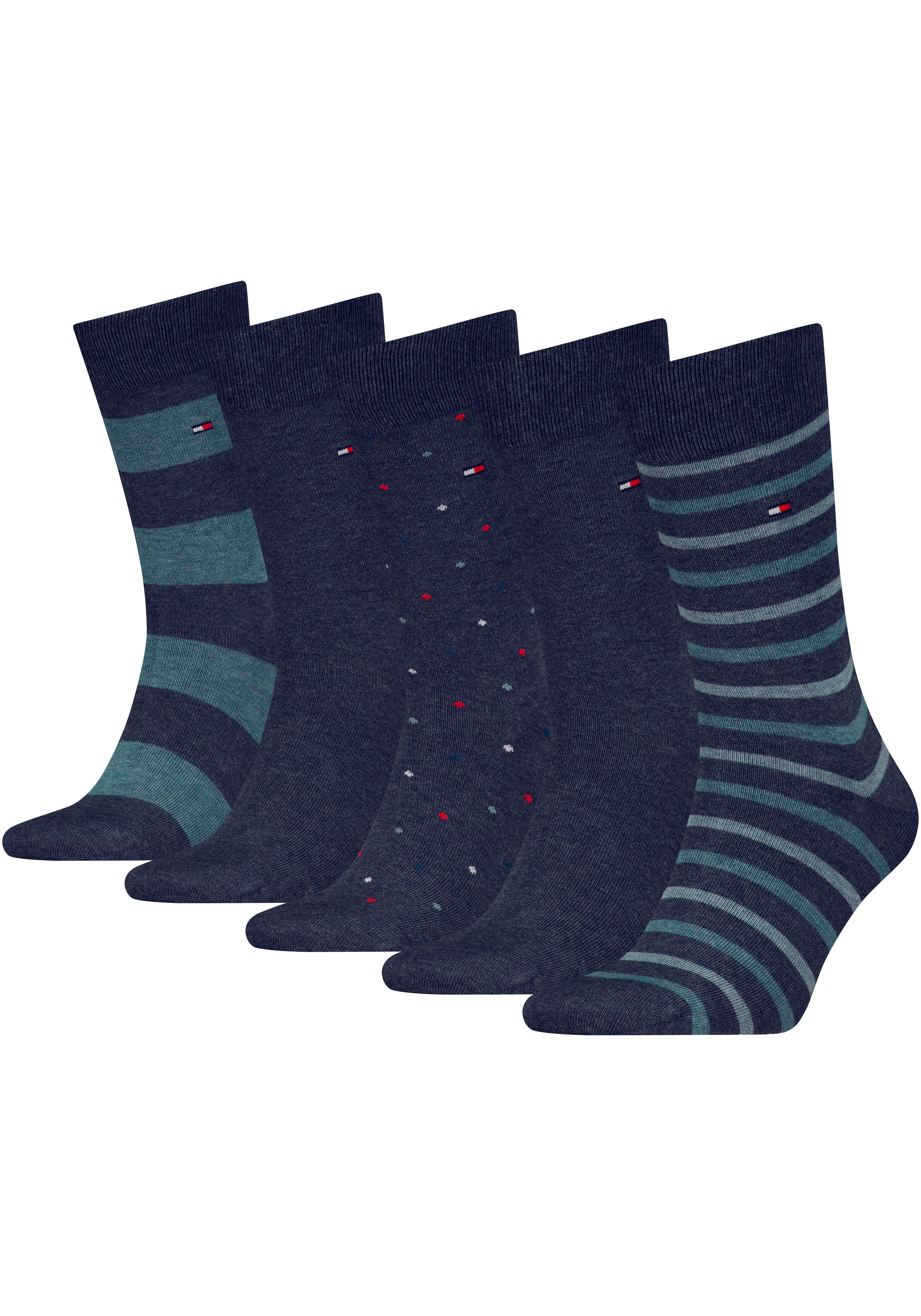 Tommy Hilfiger Socken, (5 Paar), Ideal zum Verschenken, Geschenkbox, Rippenbündchen