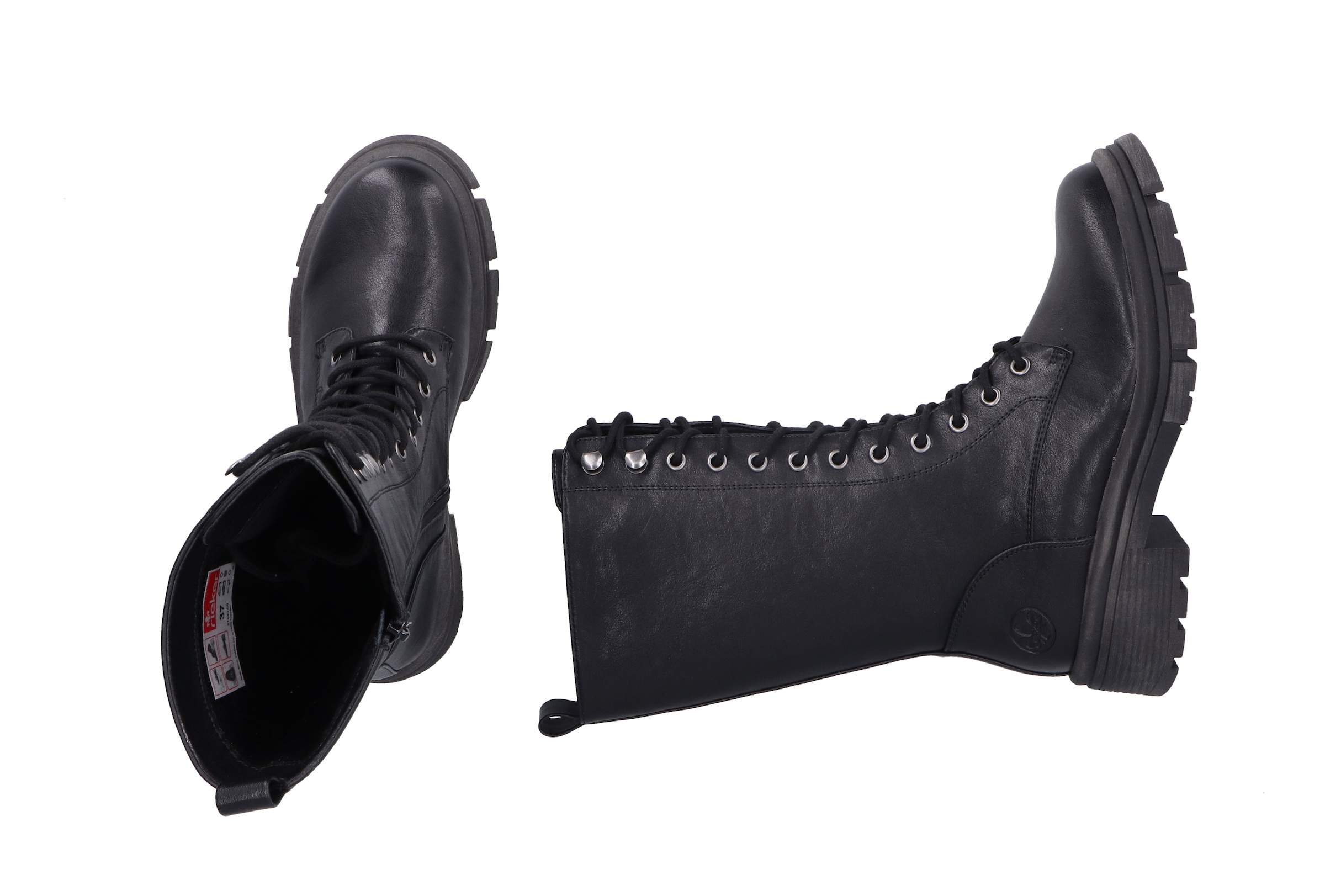 Rieker Schnürstiefel  Schnürboots mit Reissverschluss und robuster Profilsohle