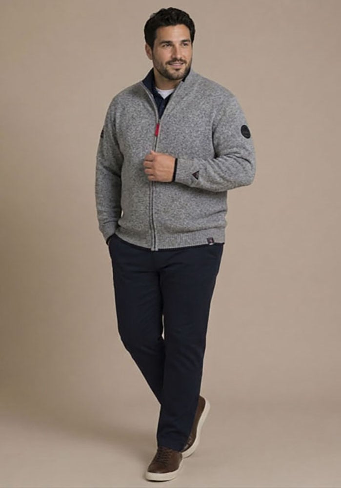 Man's World Plus Veste en tricot »auch in Grosse Grössen bis Gr. 7XL« Regular Fit, aspect chiné, col montant, avec fermeture éclair
