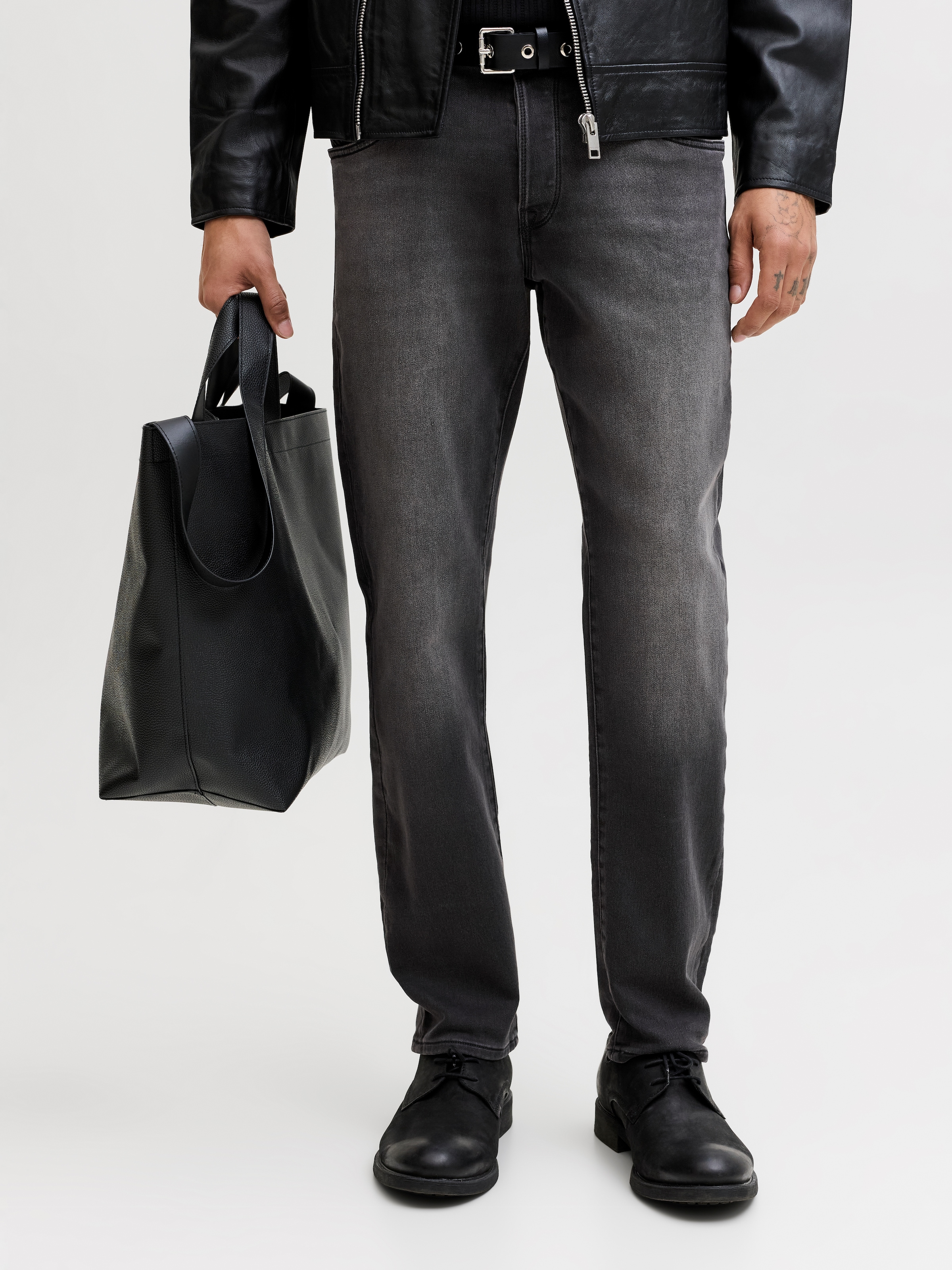 Image of Jack & Jones Tapered-fit-Jeans "JJIMIKE mit Stretch, Used-Look und bequemer Passform" mit Abriebeffekten